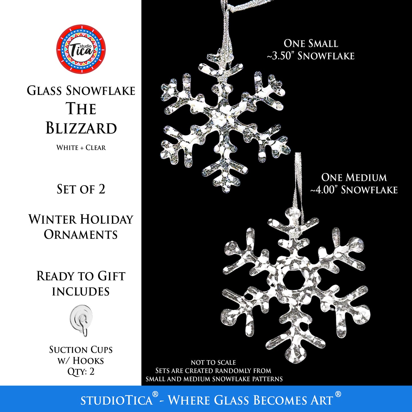 Handmade Glass Snowflake - The Blizzard - by studioTica