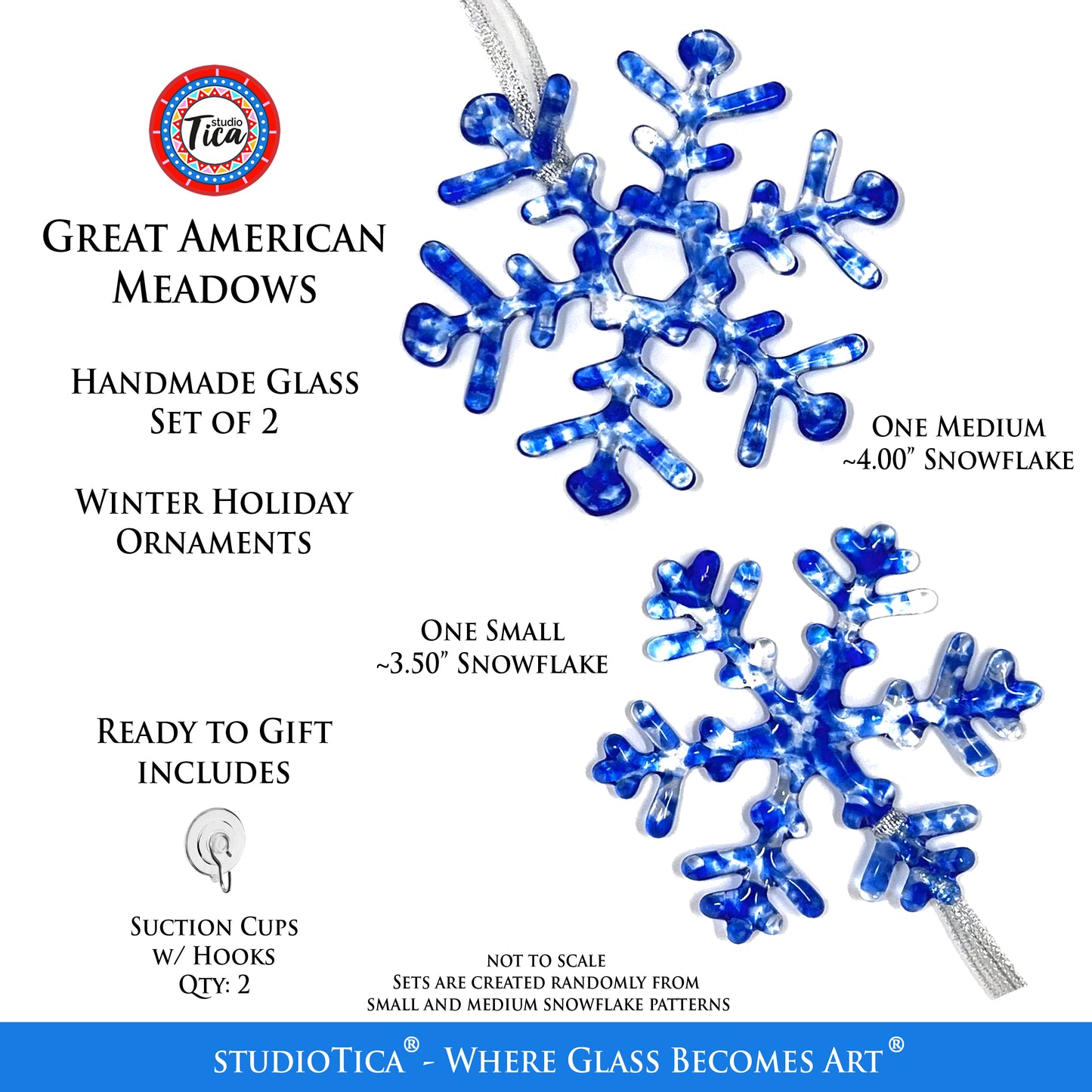 Handmade Glass Snowflake - American Meadows - by studioTica