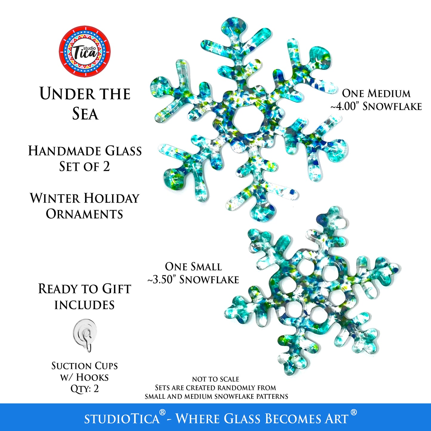Handmade Glass Snowflake - Under the Sea - by studioTica