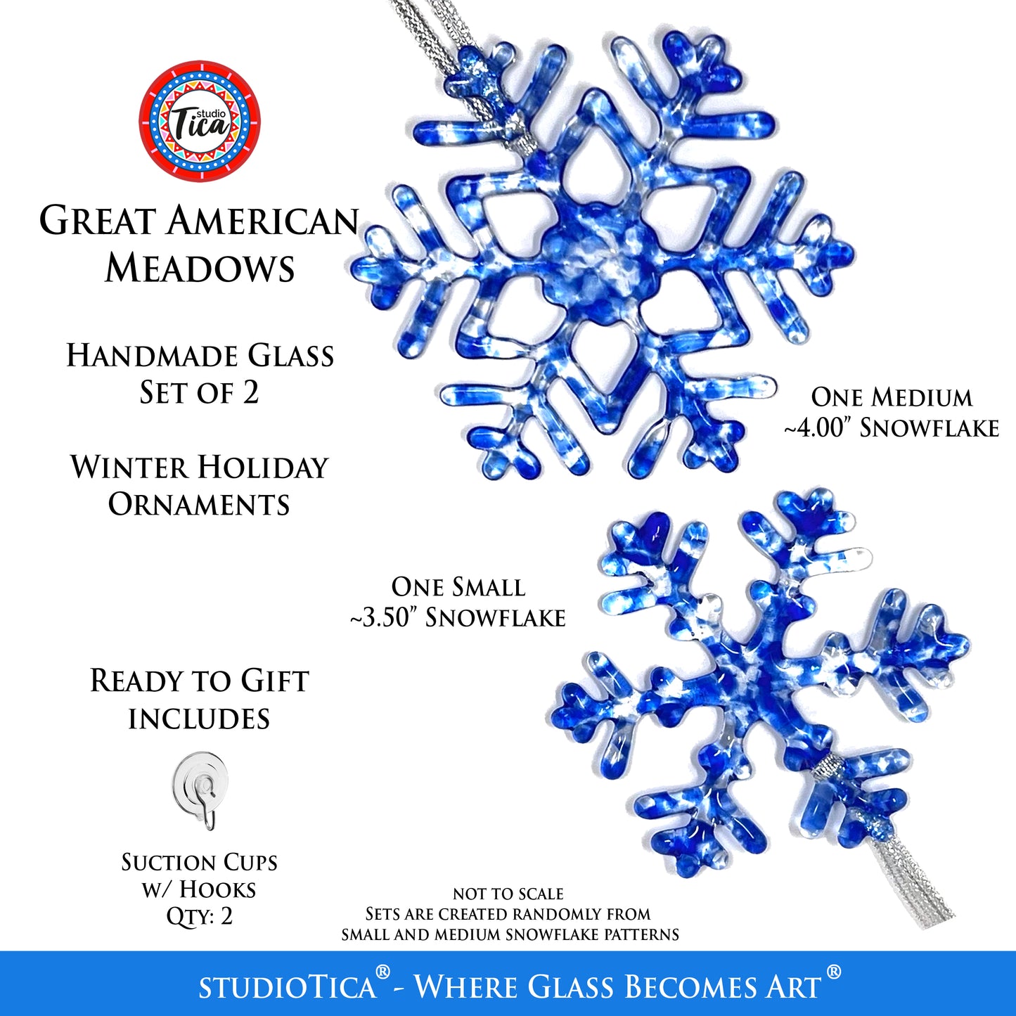 Handmade Glass Snowflake - American Meadows - by studioTica
