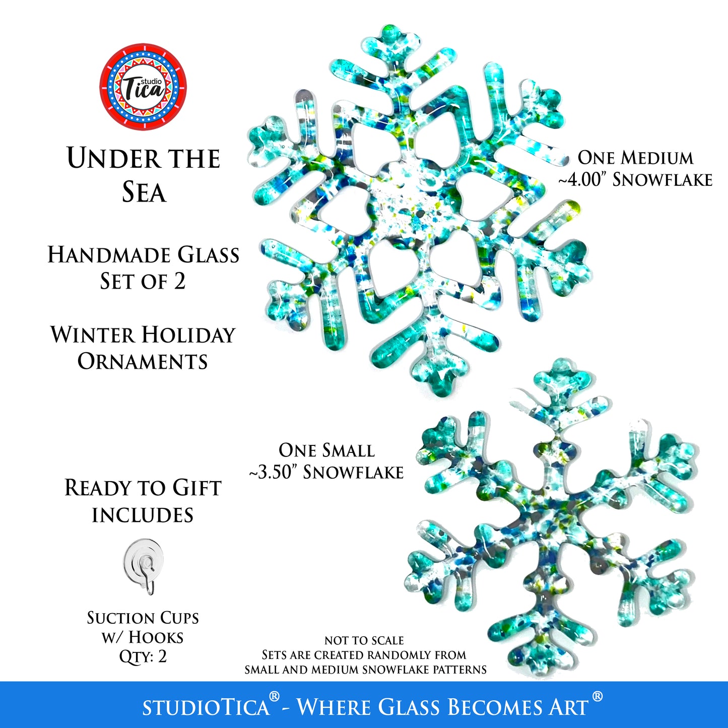 Handmade Glass Snowflake - Under the Sea - by studioTica