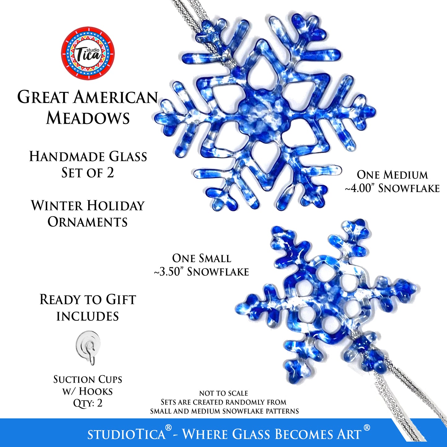 Handmade Glass Snowflake - American Meadows - by studioTica