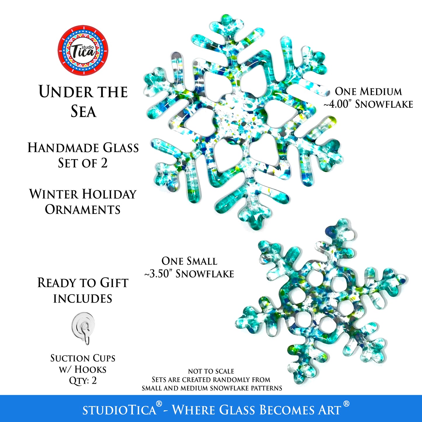 Handmade Glass Snowflake - Under the Sea - by studioTica