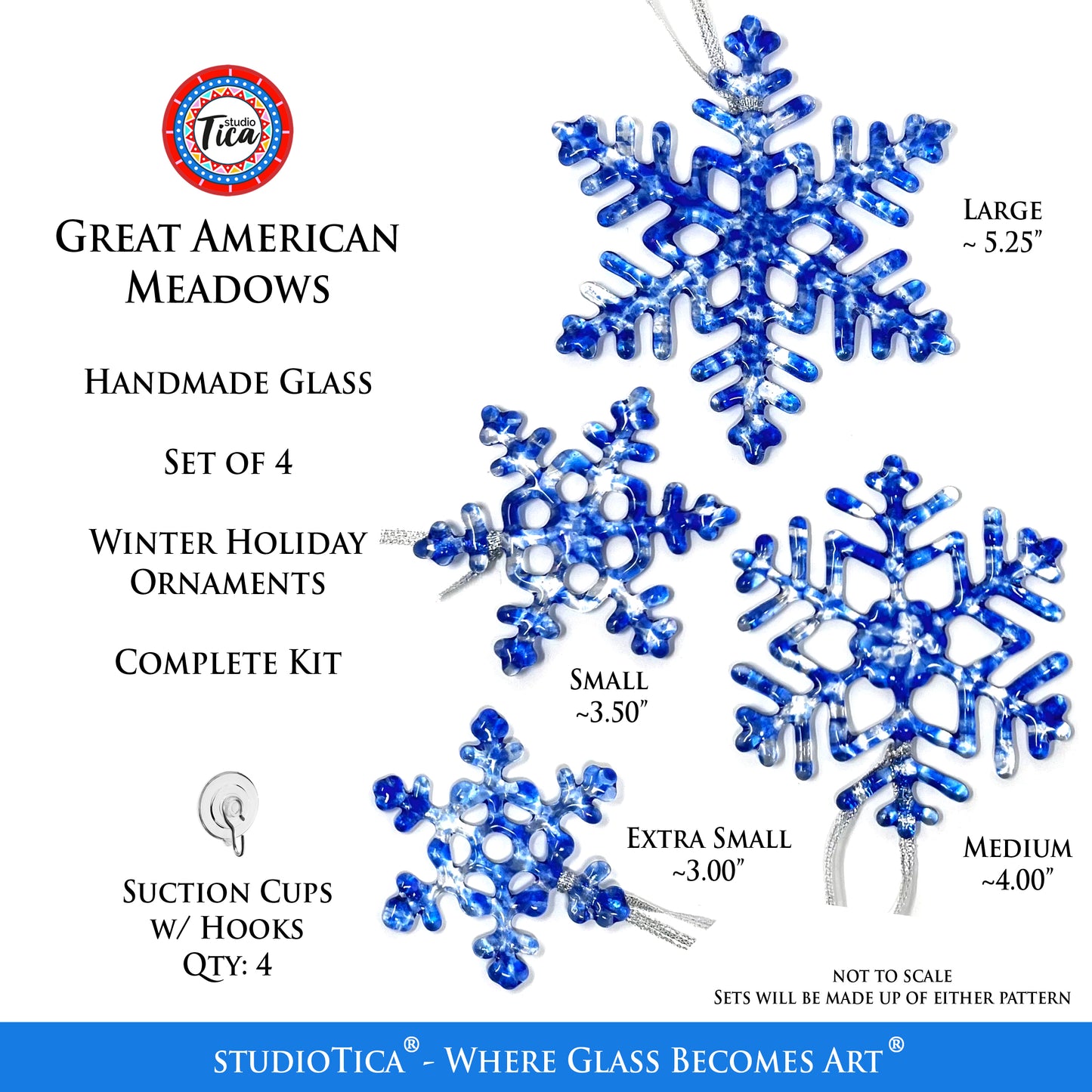 Handmade Glass Snowflake - American Meadows - by studioTica