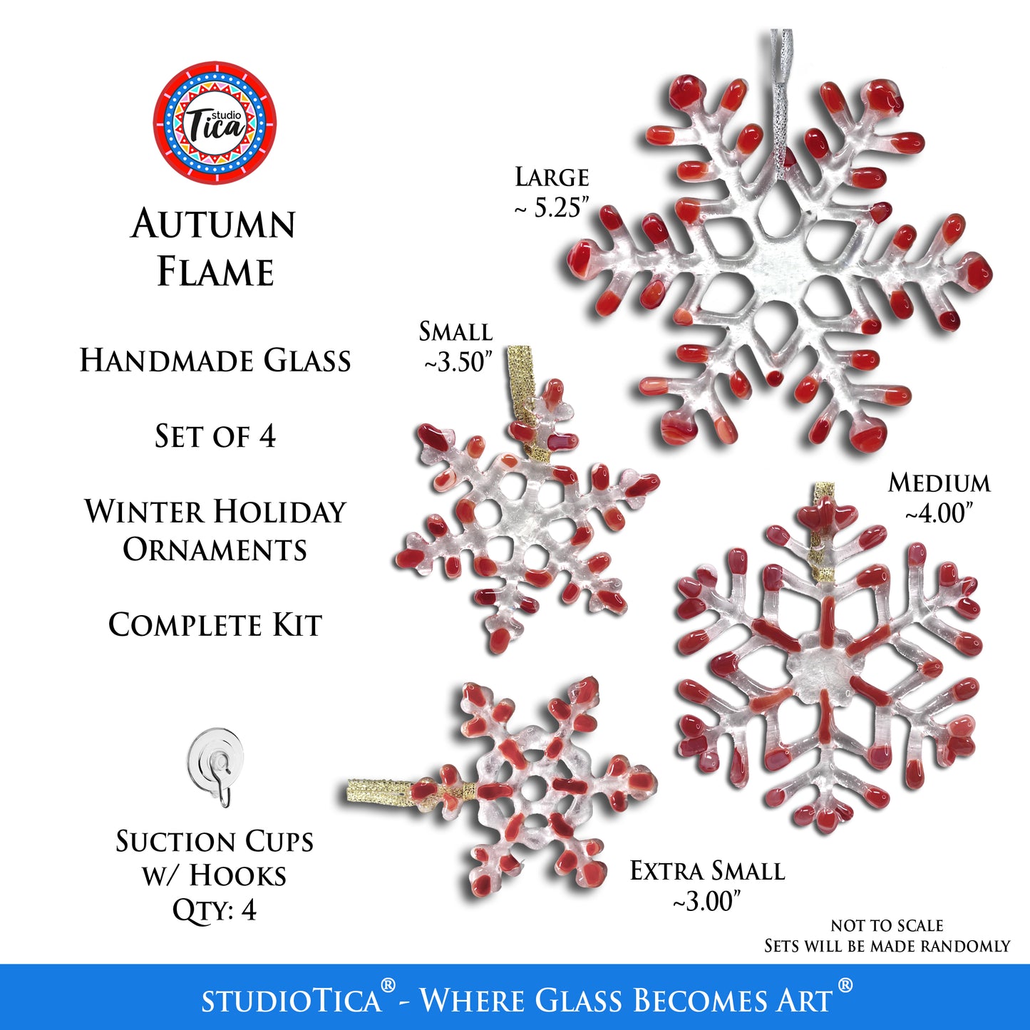 studioTica® Glass Snowflake - Flame