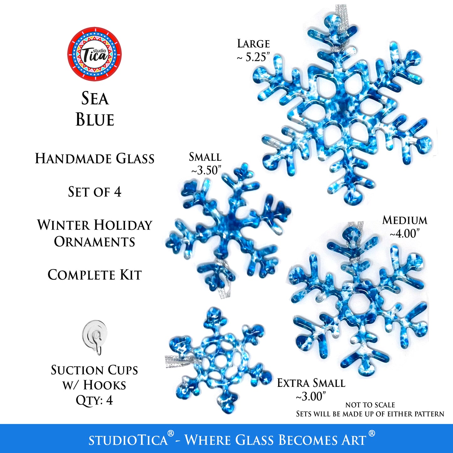 studioTica® Glass Snowflake - Sea Blue