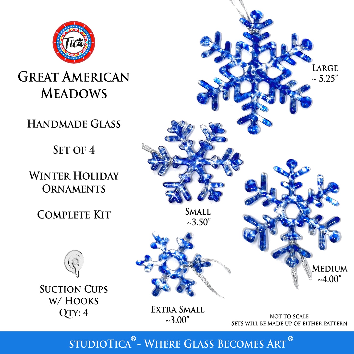 Handmade Glass Snowflake - American Meadows - by studioTica