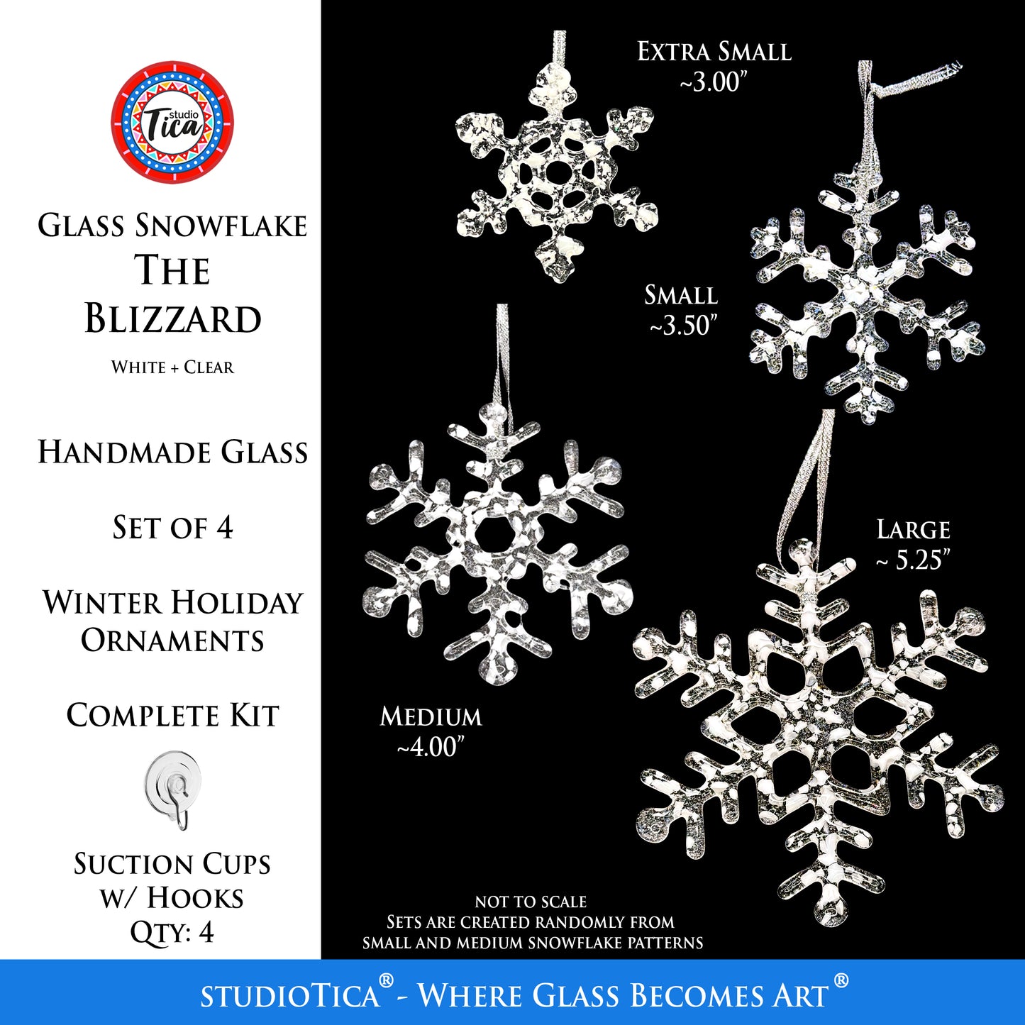 Handmade Glass Snowflake - The Blizzard - by studioTica