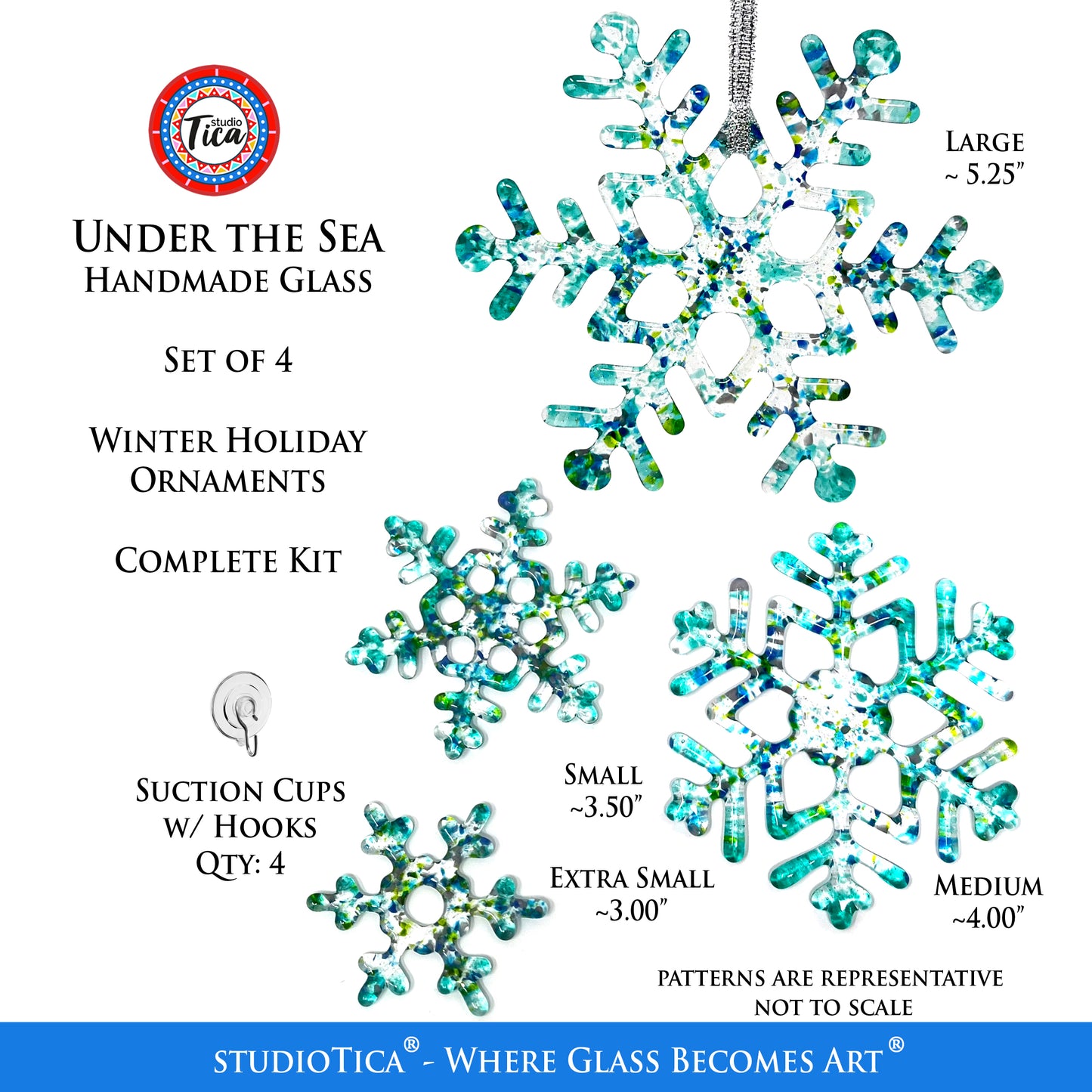 Handmade Glass Snowflake - Under the Sea - by studioTica