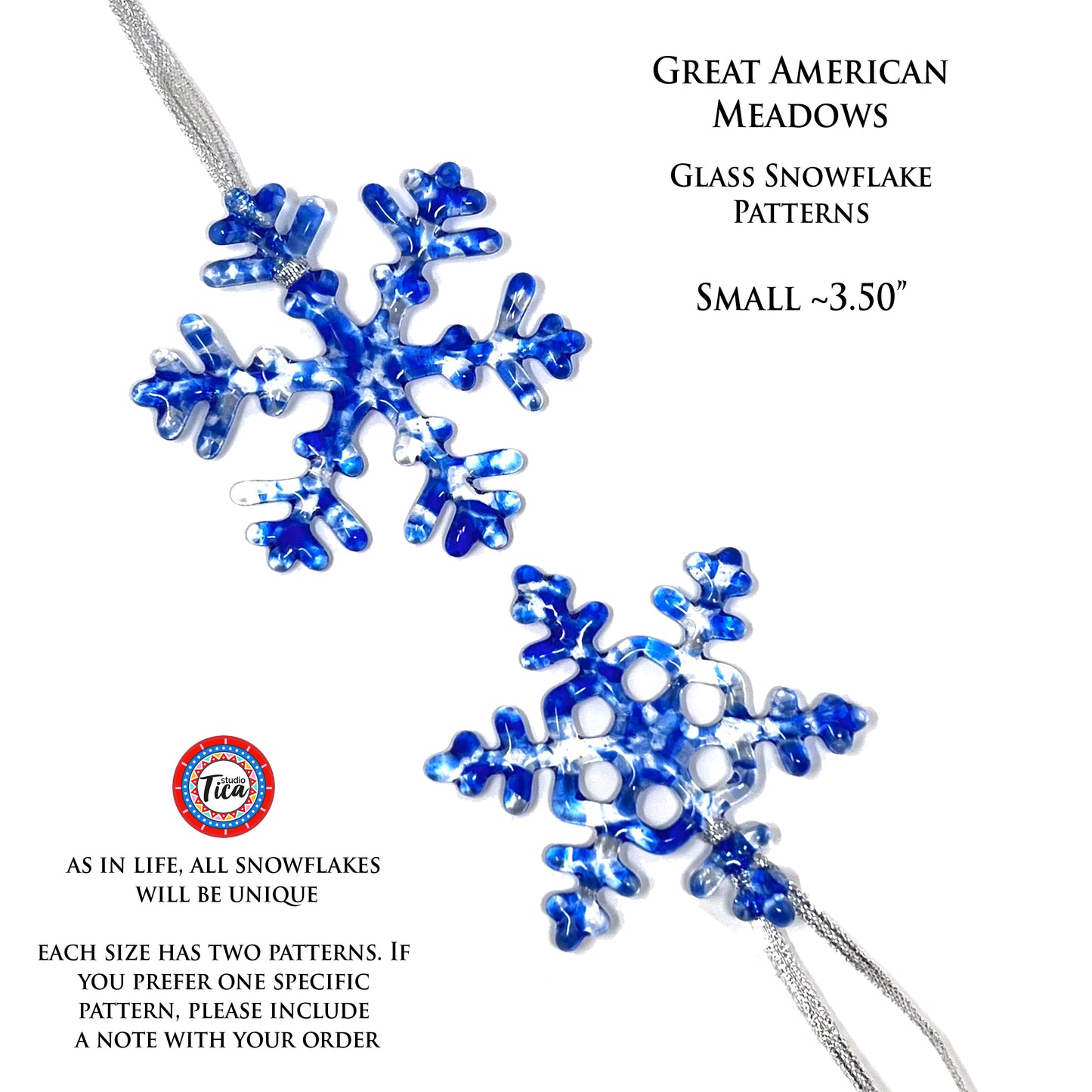 Handmade Glass Snowflake - American Meadows - by studioTica