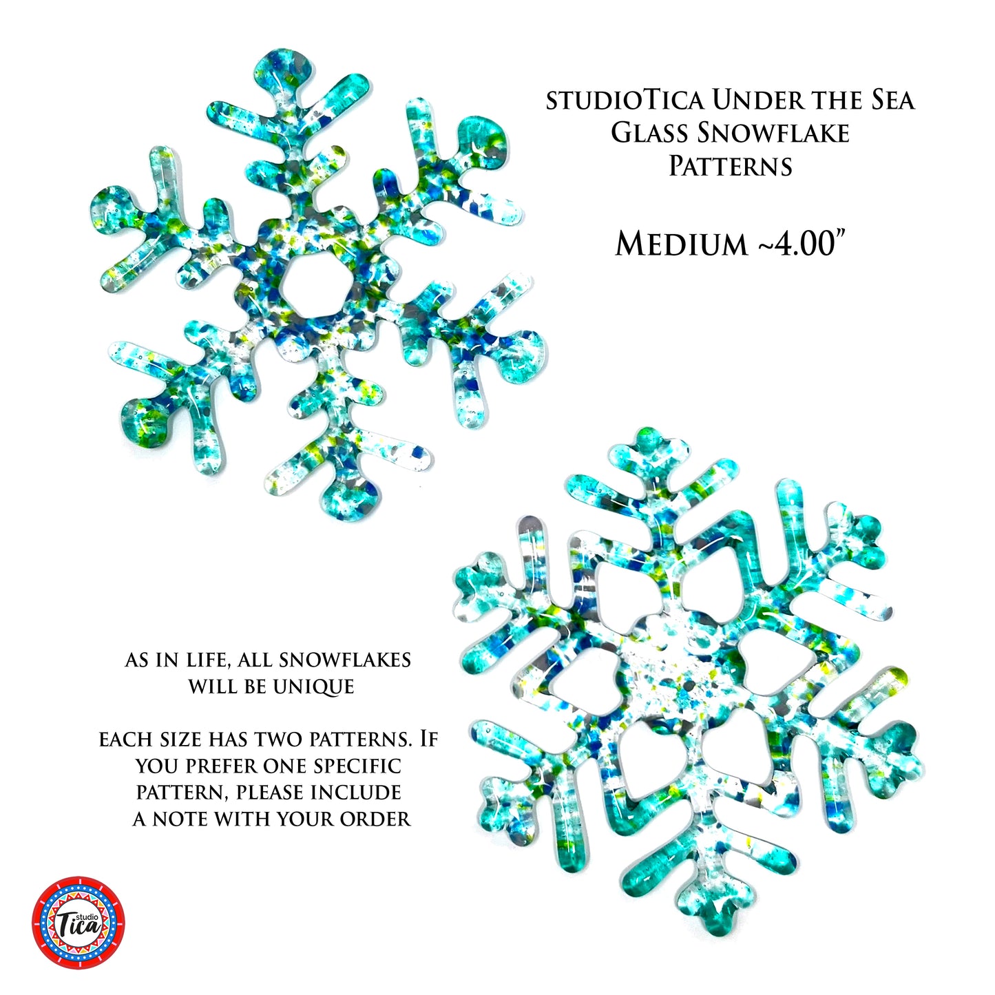 Handmade Glass Snowflake - Under the Sea - by studioTica