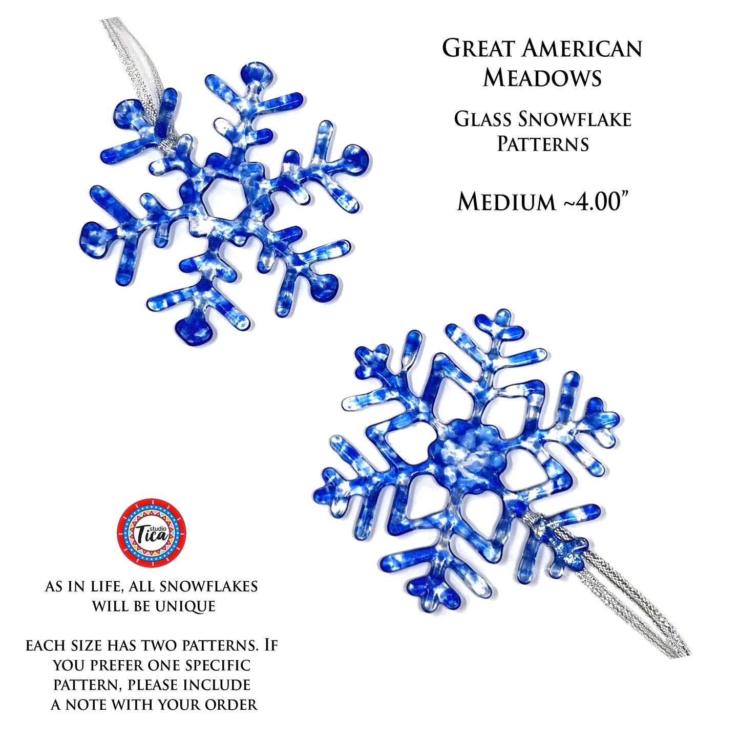 Handmade Glass Snowflake - American Meadows - by studioTica