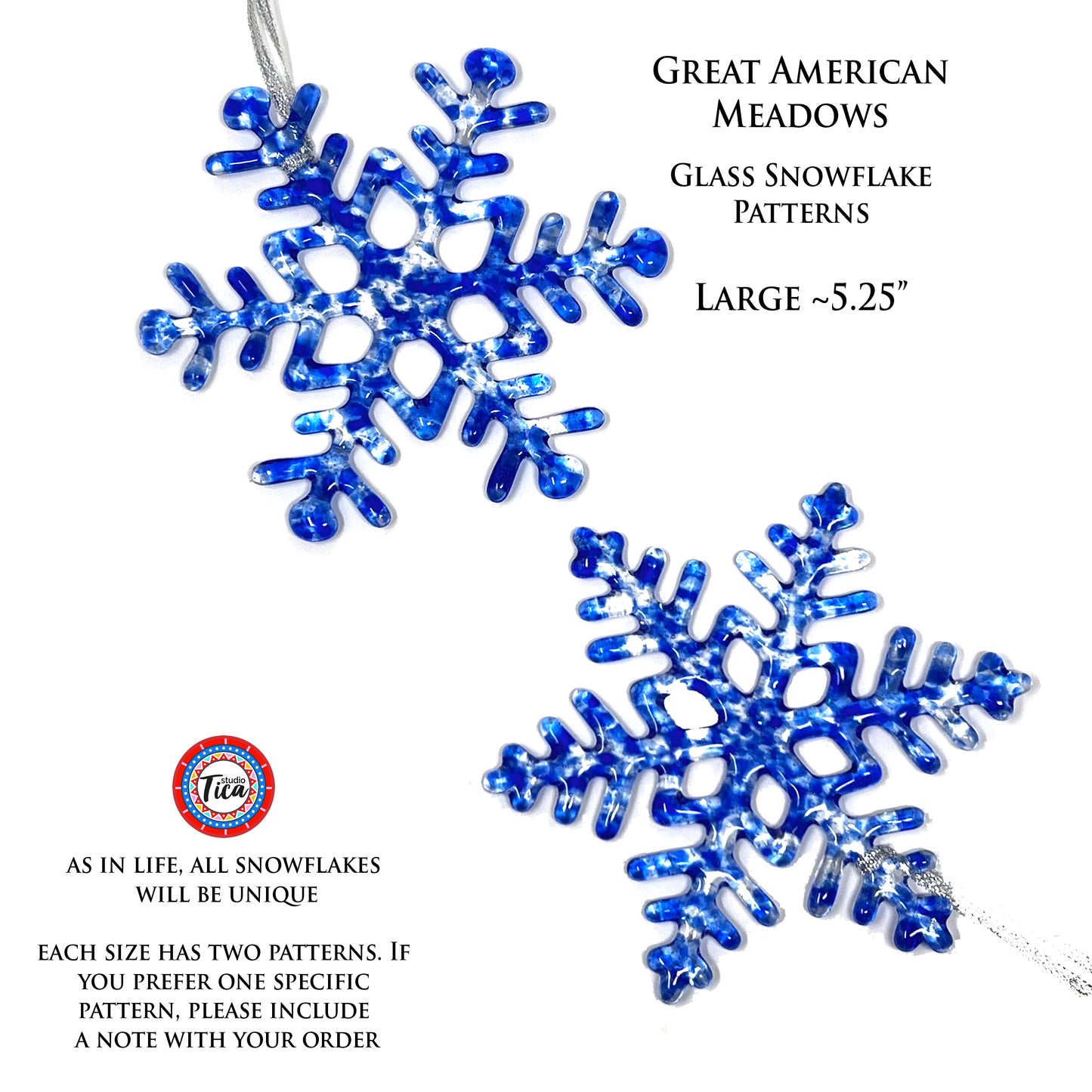 Handmade Glass Snowflake - American Meadows - by studioTica