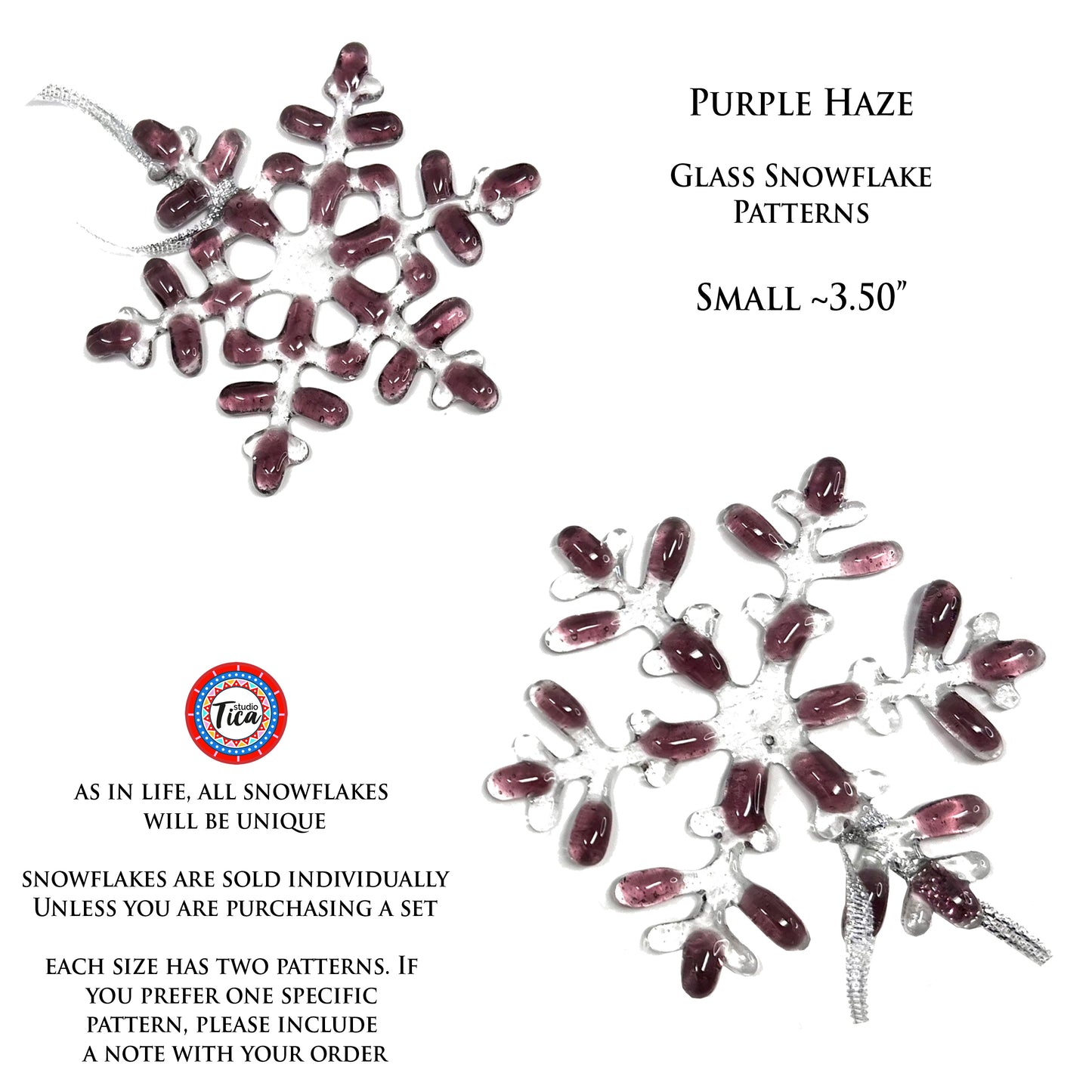 studioTica Purple Haze - Handmade Glass Snowflakes