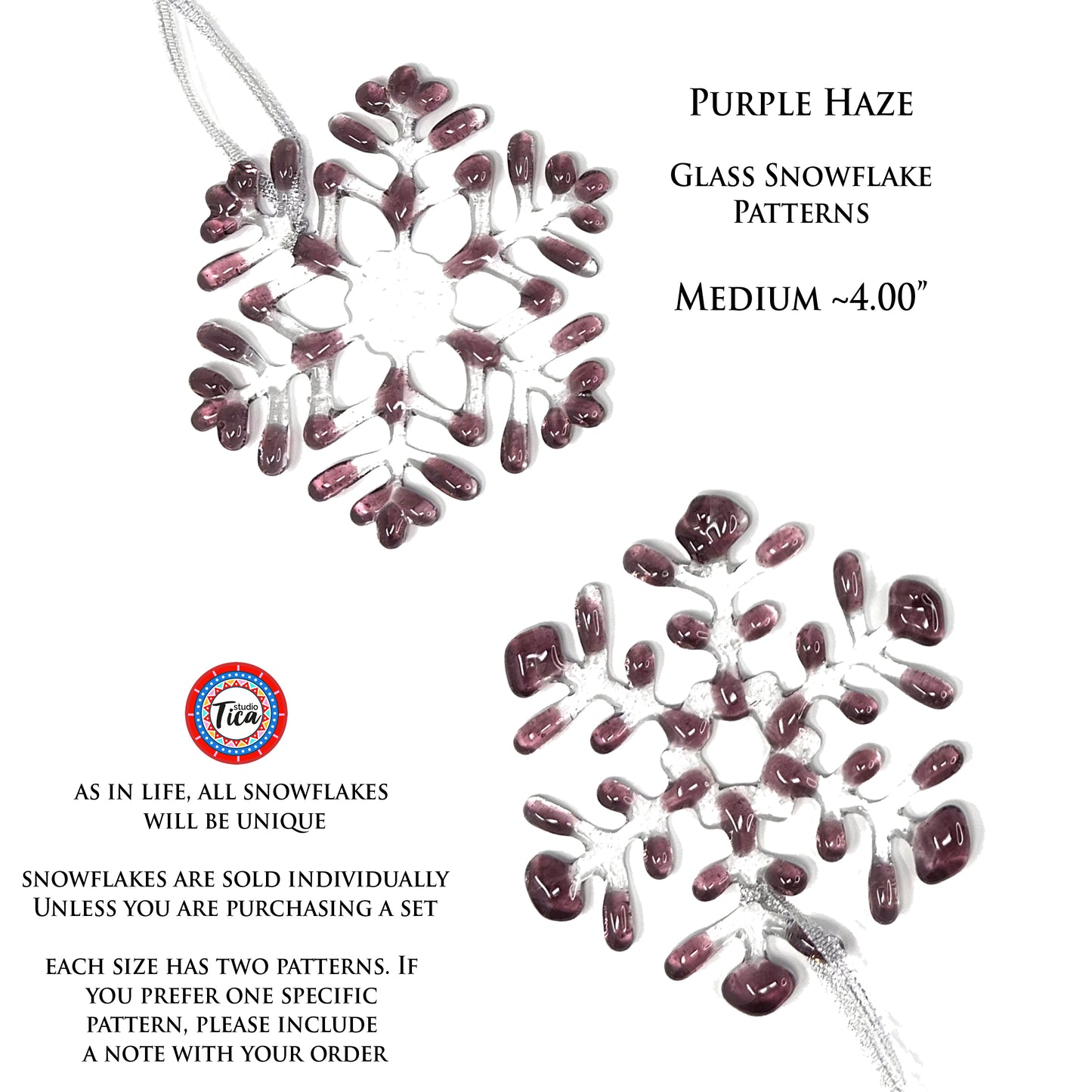 studioTica Purple Haze - Handmade Glass Snowflakes