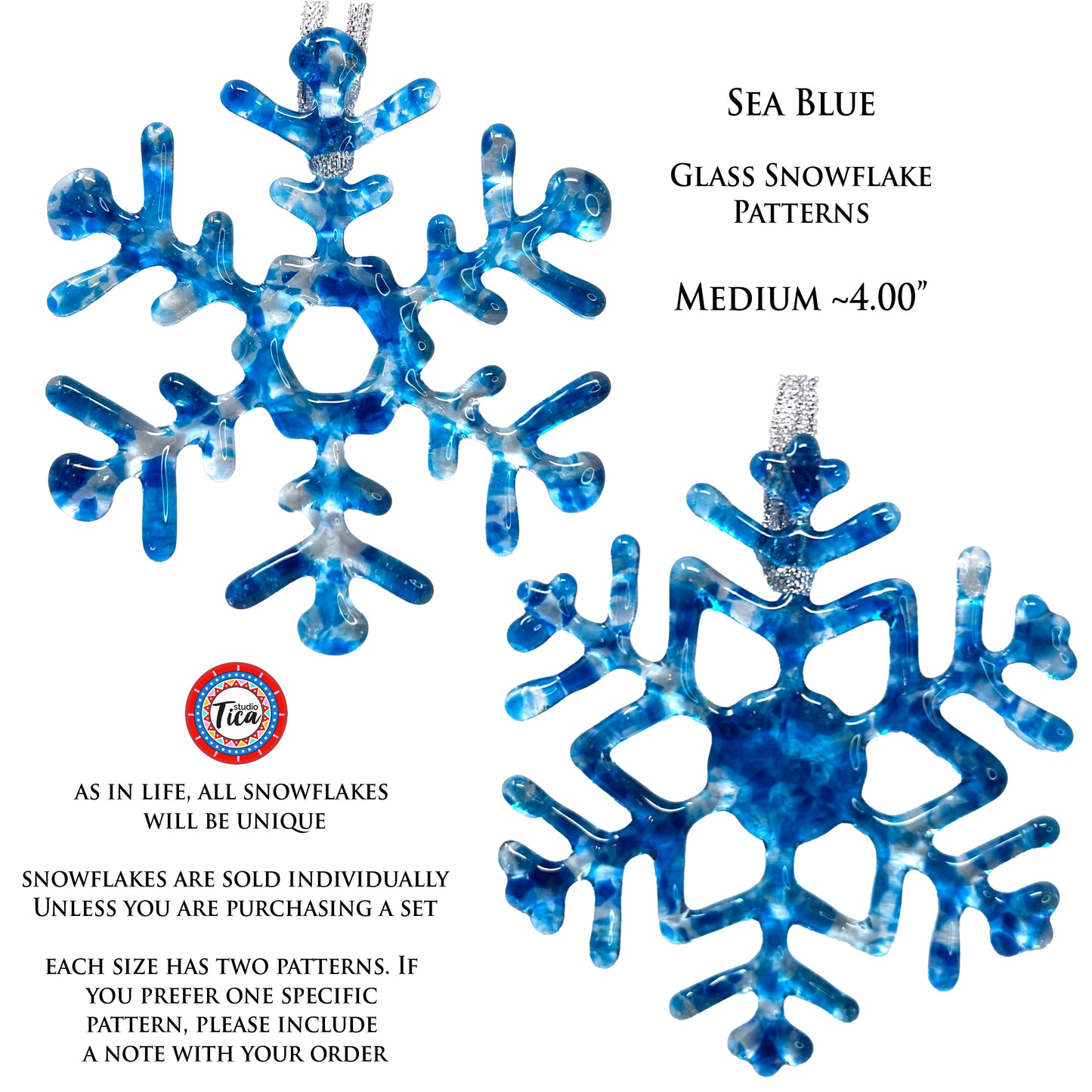 studioTica® Glass Snowflake - Sea Blue
