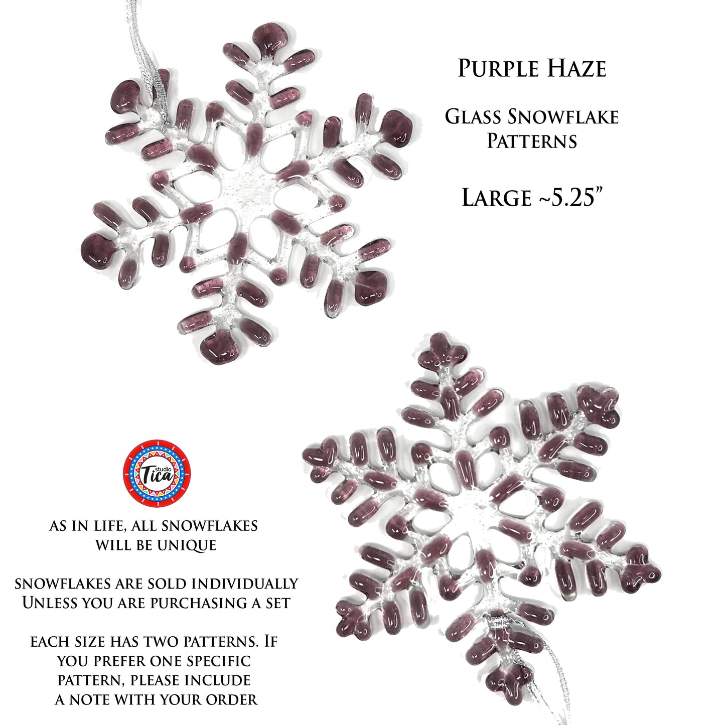 studioTica Purple Haze - Handmade Glass Snowflakes