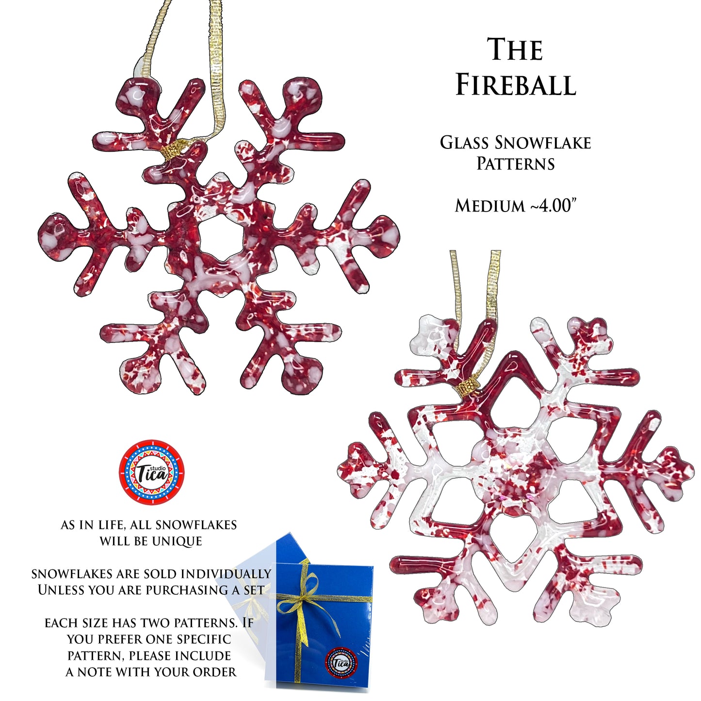 studioTica® Glass Snowflake - Fireball