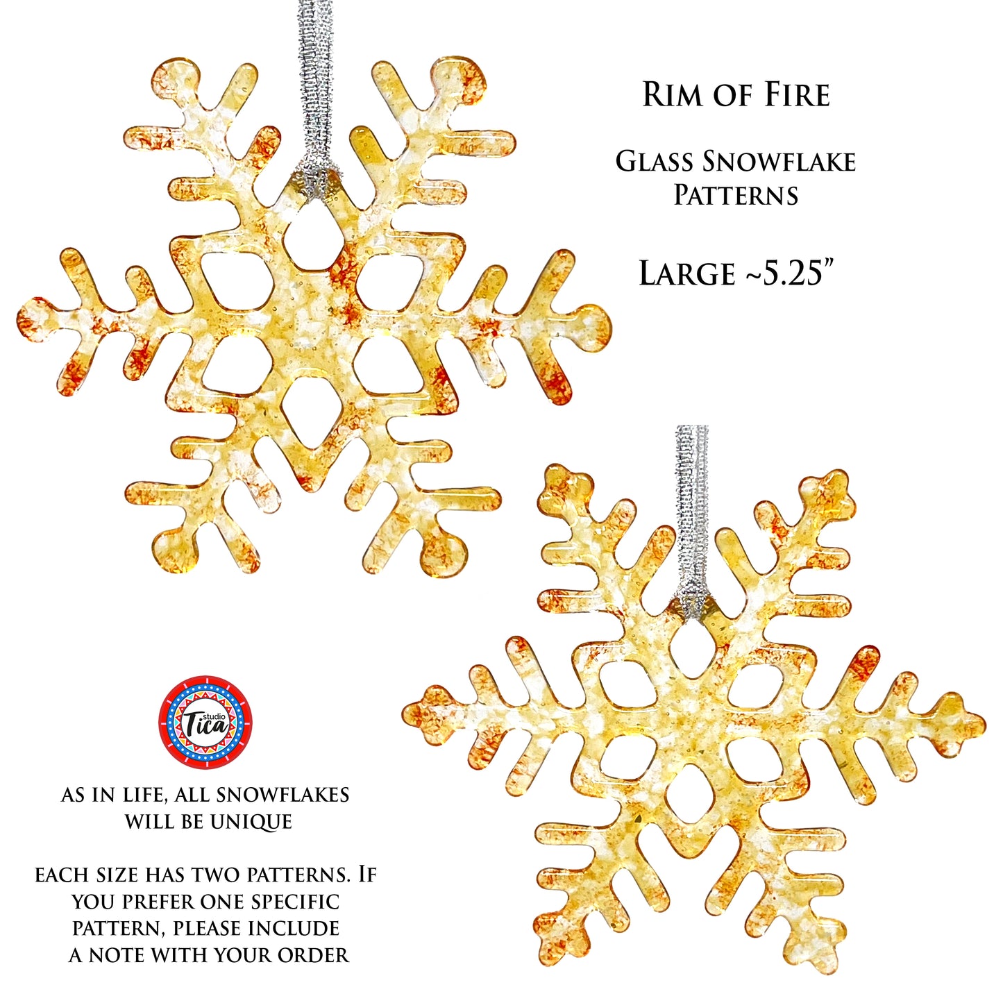 studioTica Rim of Fire - Handmade Glass Snowflakes