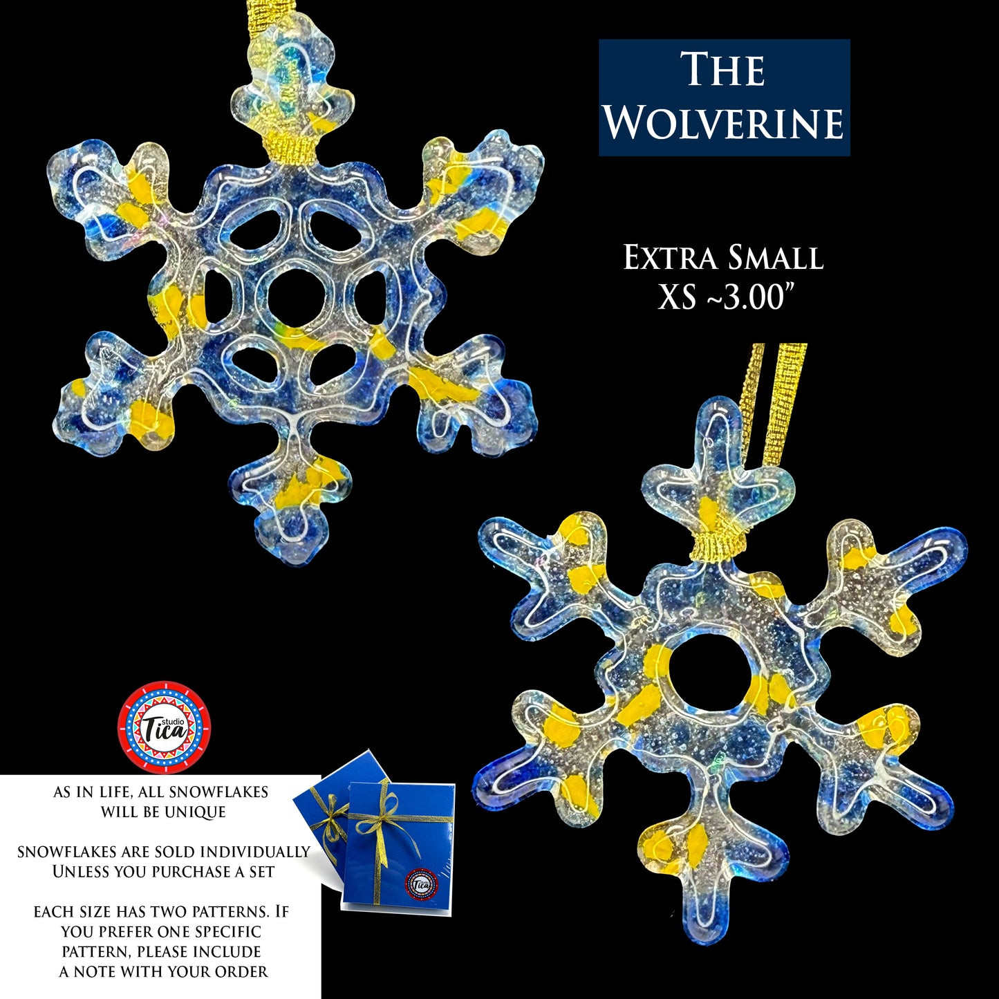 Handmade Glass Snowflake - The Wolverine - by studioTica