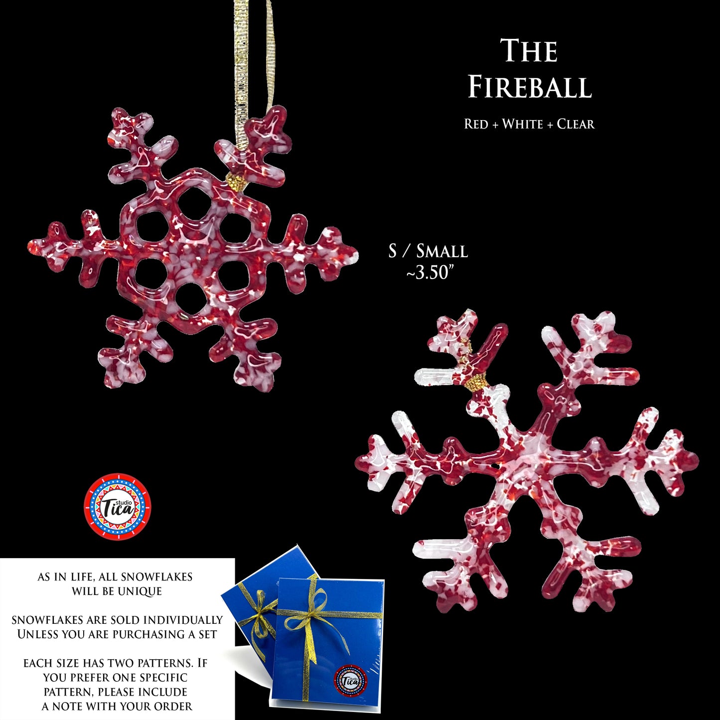 studioTica® Glass Snowflake - Fireball