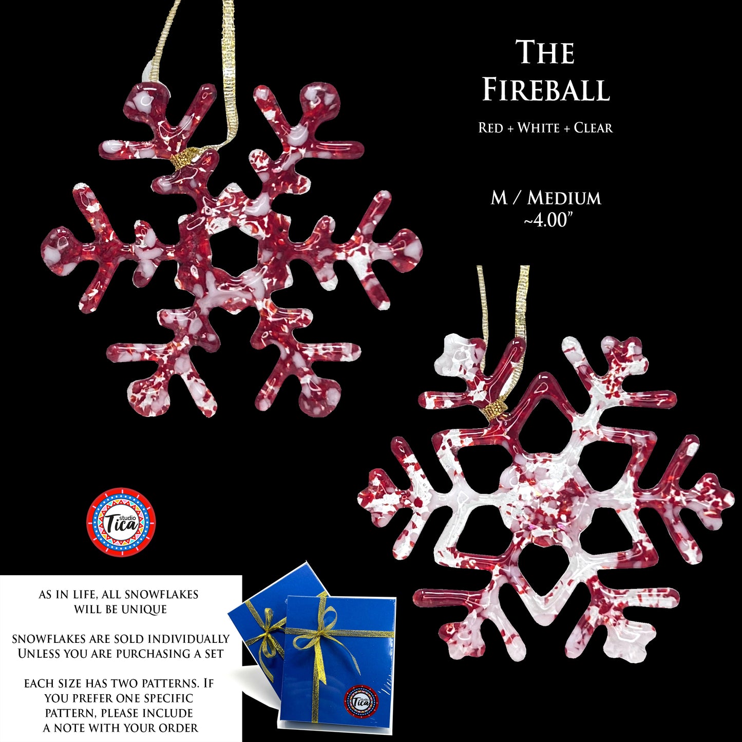 studioTica® Glass Snowflake - Fireball
