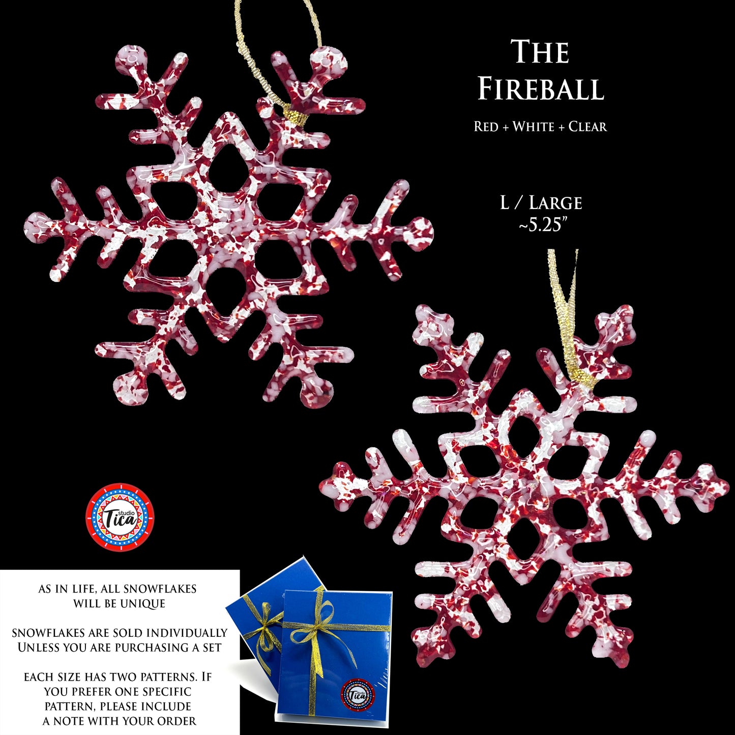 studioTica® Glass Snowflake - Fireball