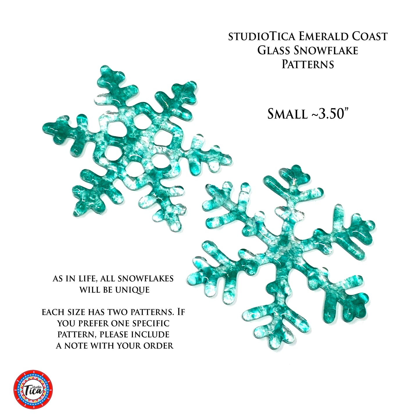 studioTica Emerald Coast - Handmade Glass Snowflakes