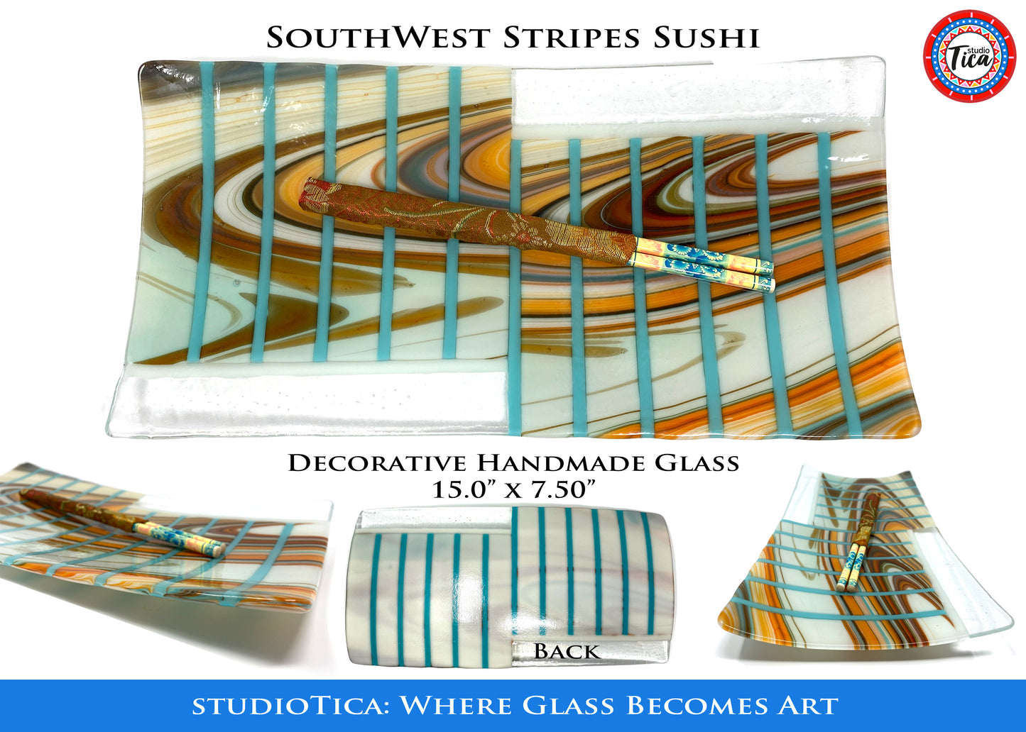 studioTica® Glass Centerpiece - 15" - Southwest Stripes