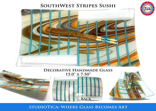 studioTica® Glass Centerpiece - 15" - Southwest Stripes