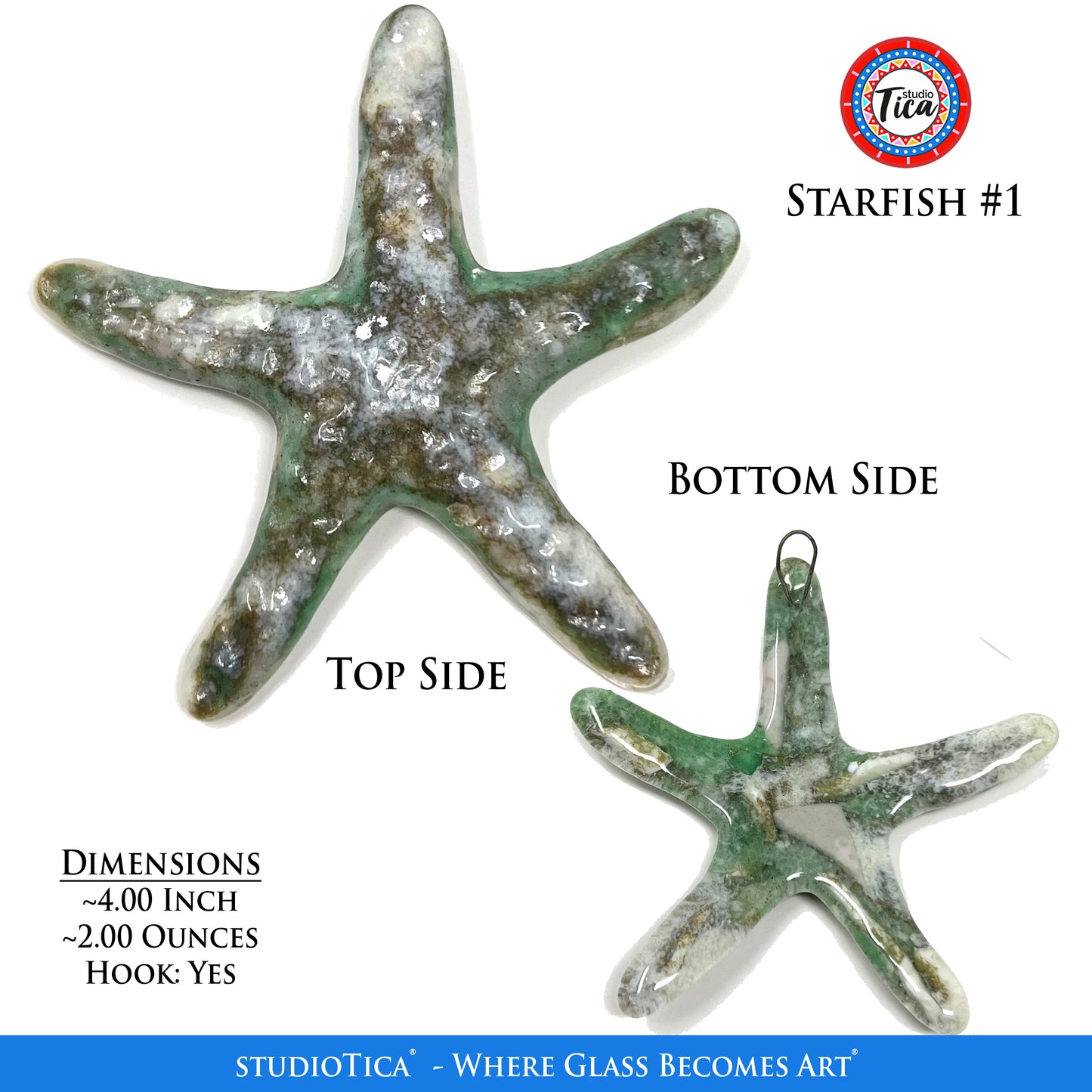 studioTica® Glass Starfish - Sandy Beach
