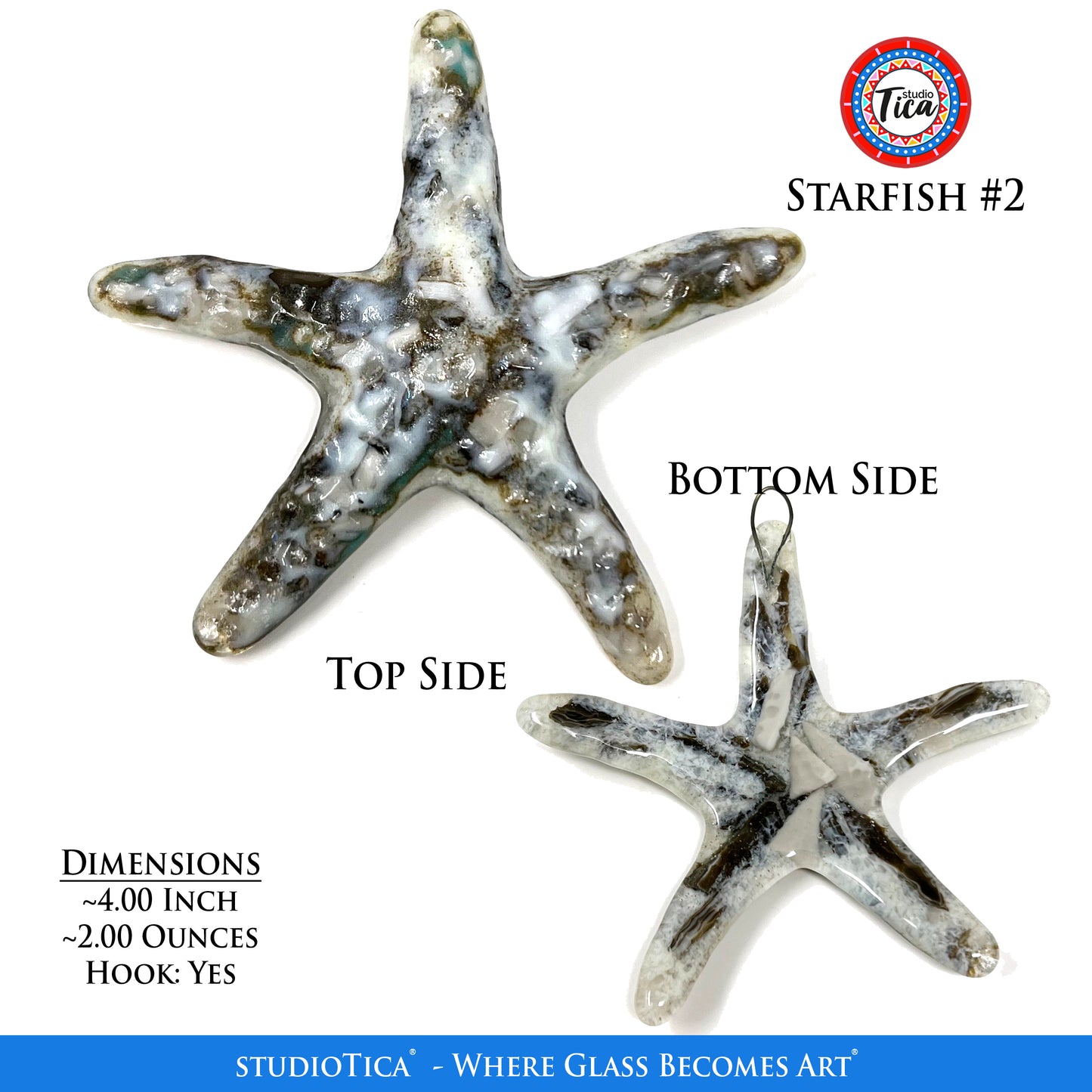 studioTica® Glass Starfish - Sandy Beach