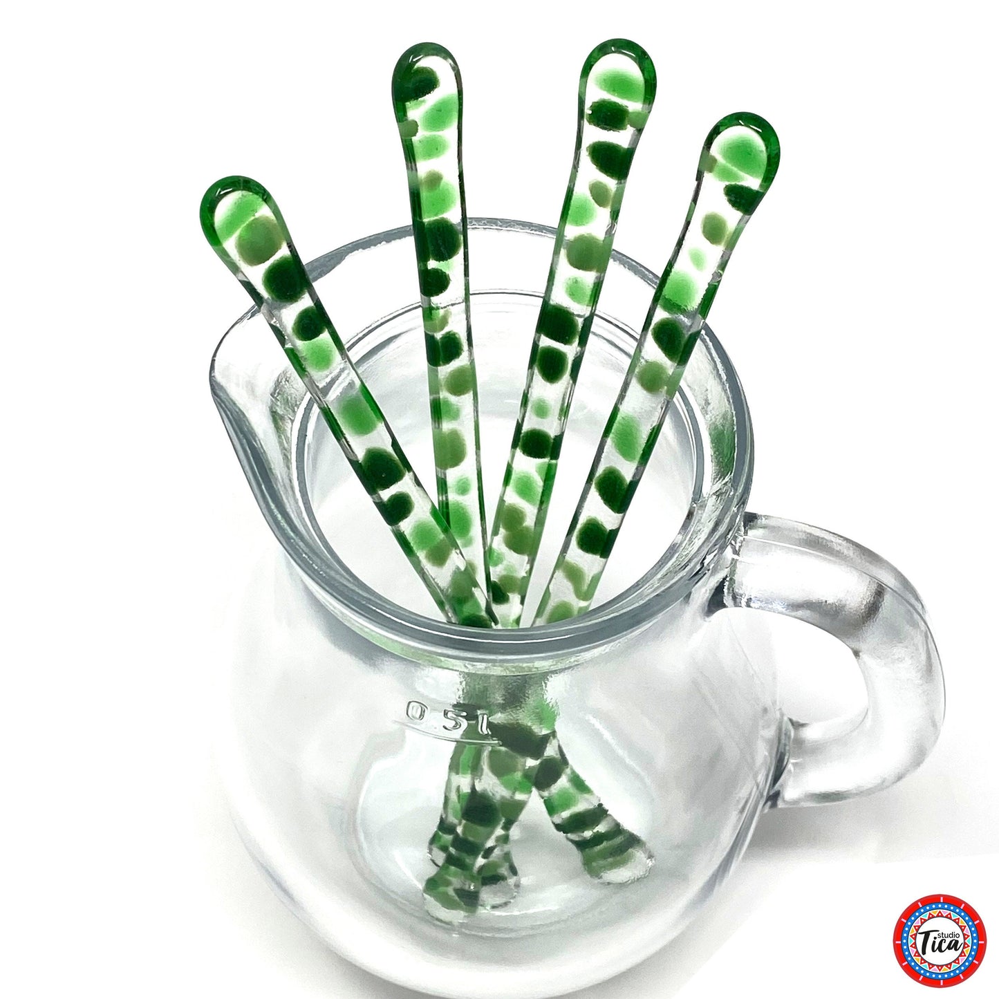 studioTica® Glass Swizzle Sticks - Rainforest Greens