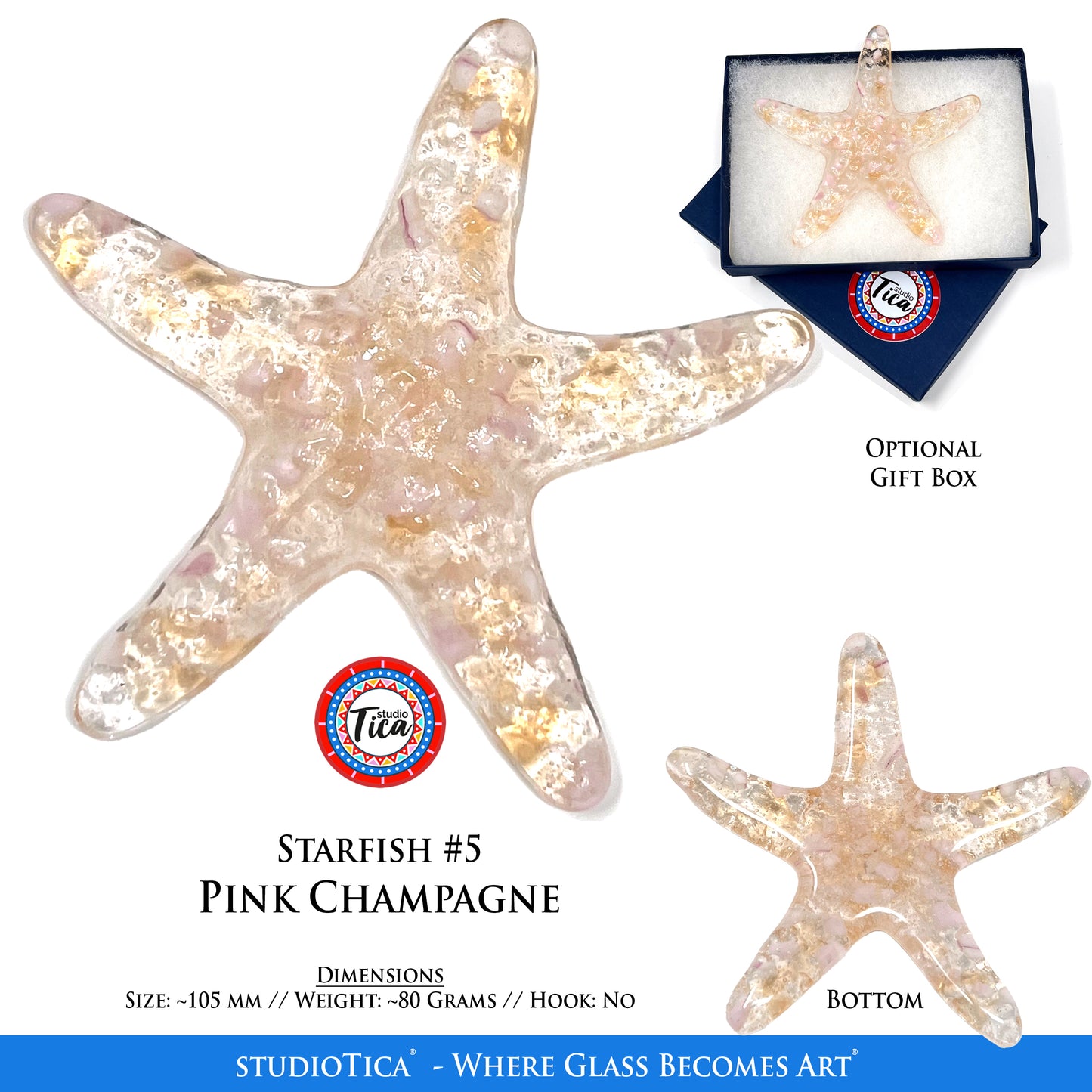 Handmade  Glass Starfish - Coral Collection by studioTica