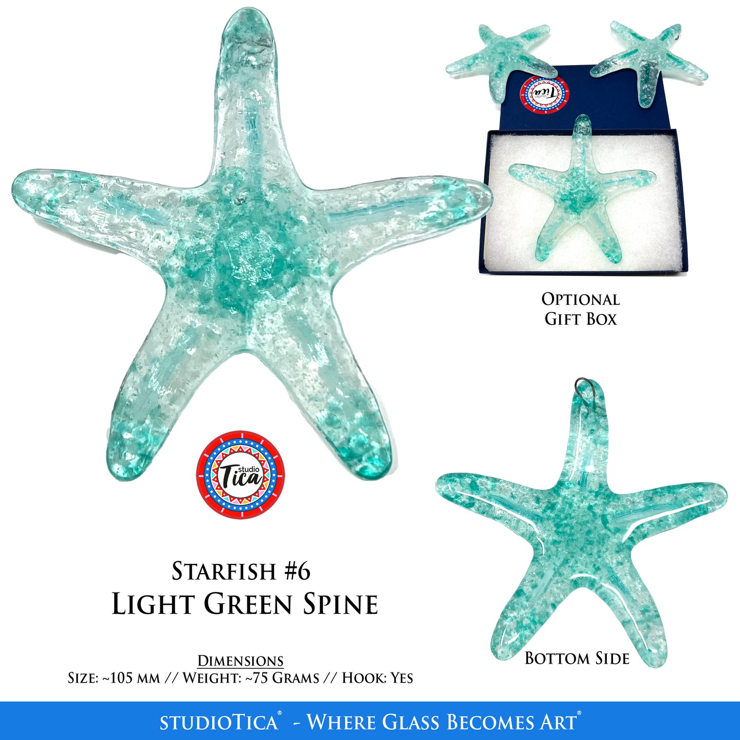 Handmade  Glass Starfish - Emerald Collection by studioTica