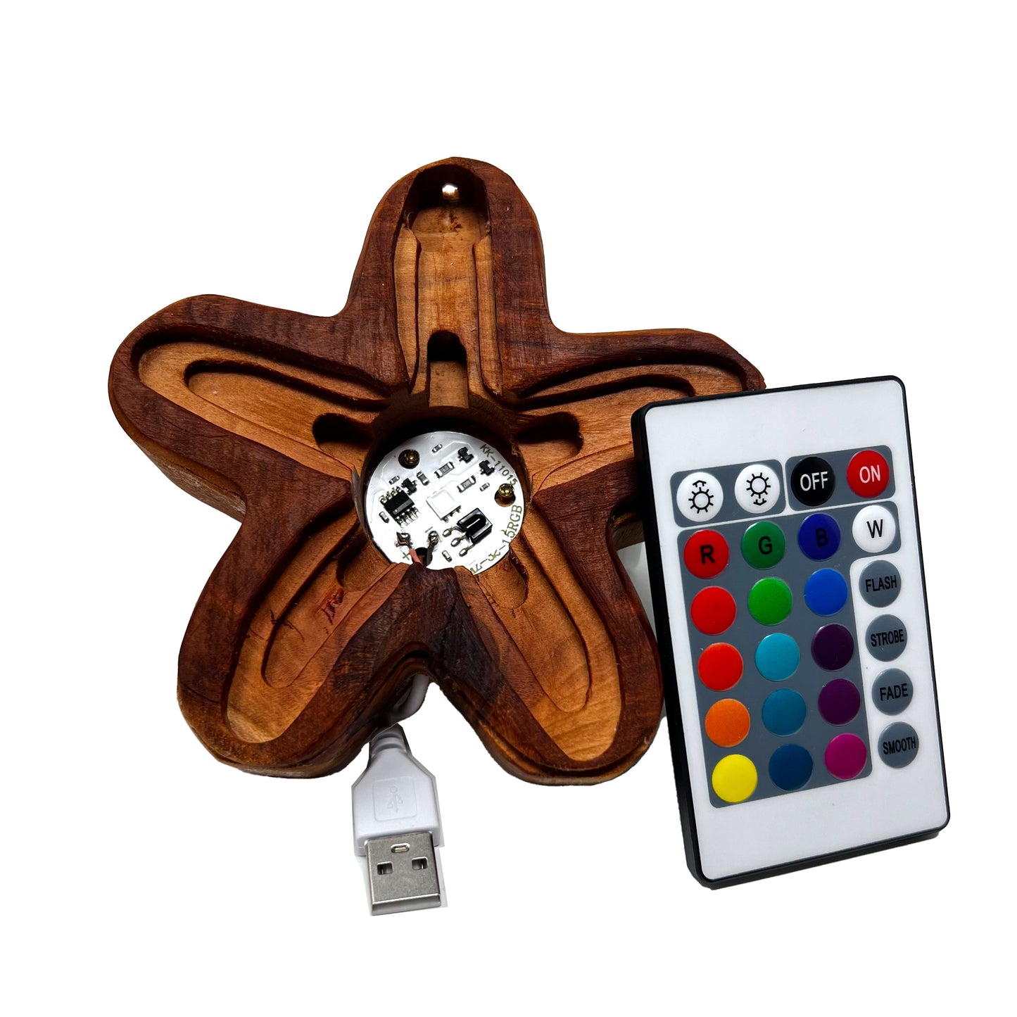 studioTica Glass Starfish Wood Base with Personalized Engraving and Light