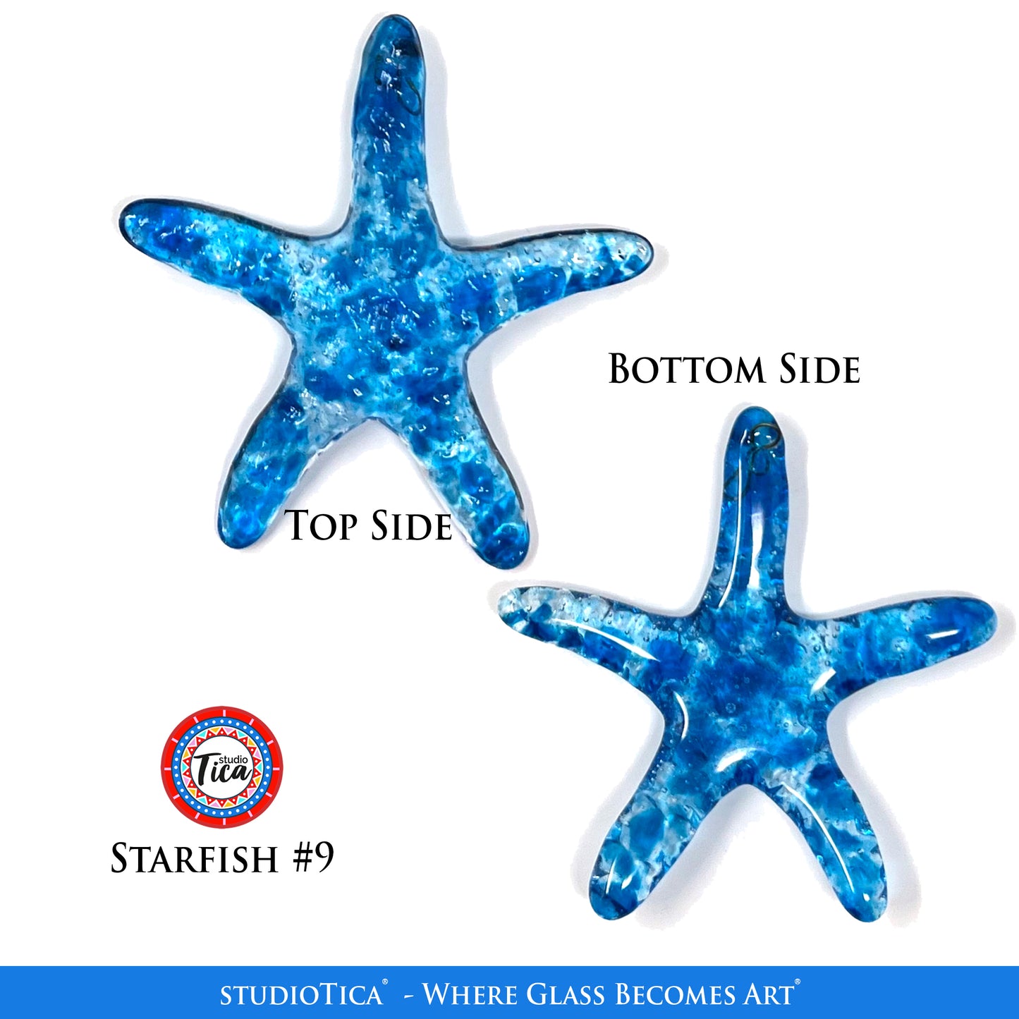 studioTica Handmade Glass Starfish - Blue Collection