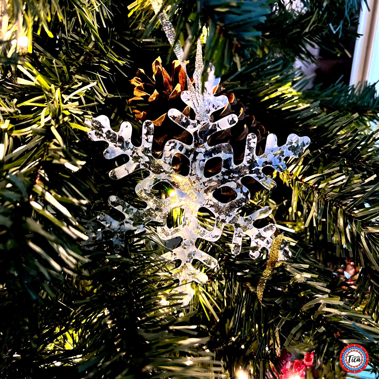 Handmade Glass Snowflake - Carolina Blues - by studioTica