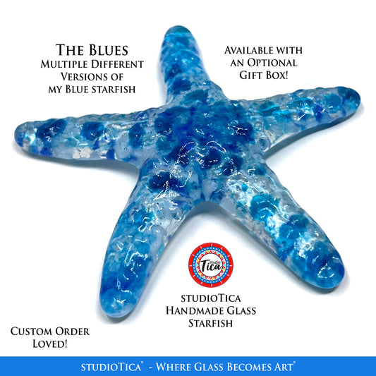 studioTica Handmade Glass Starfish - Blue Collection