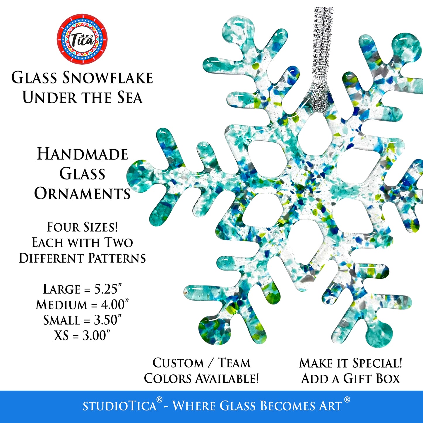 studioTica Under the Sea - Handmade Glass Snowflakes