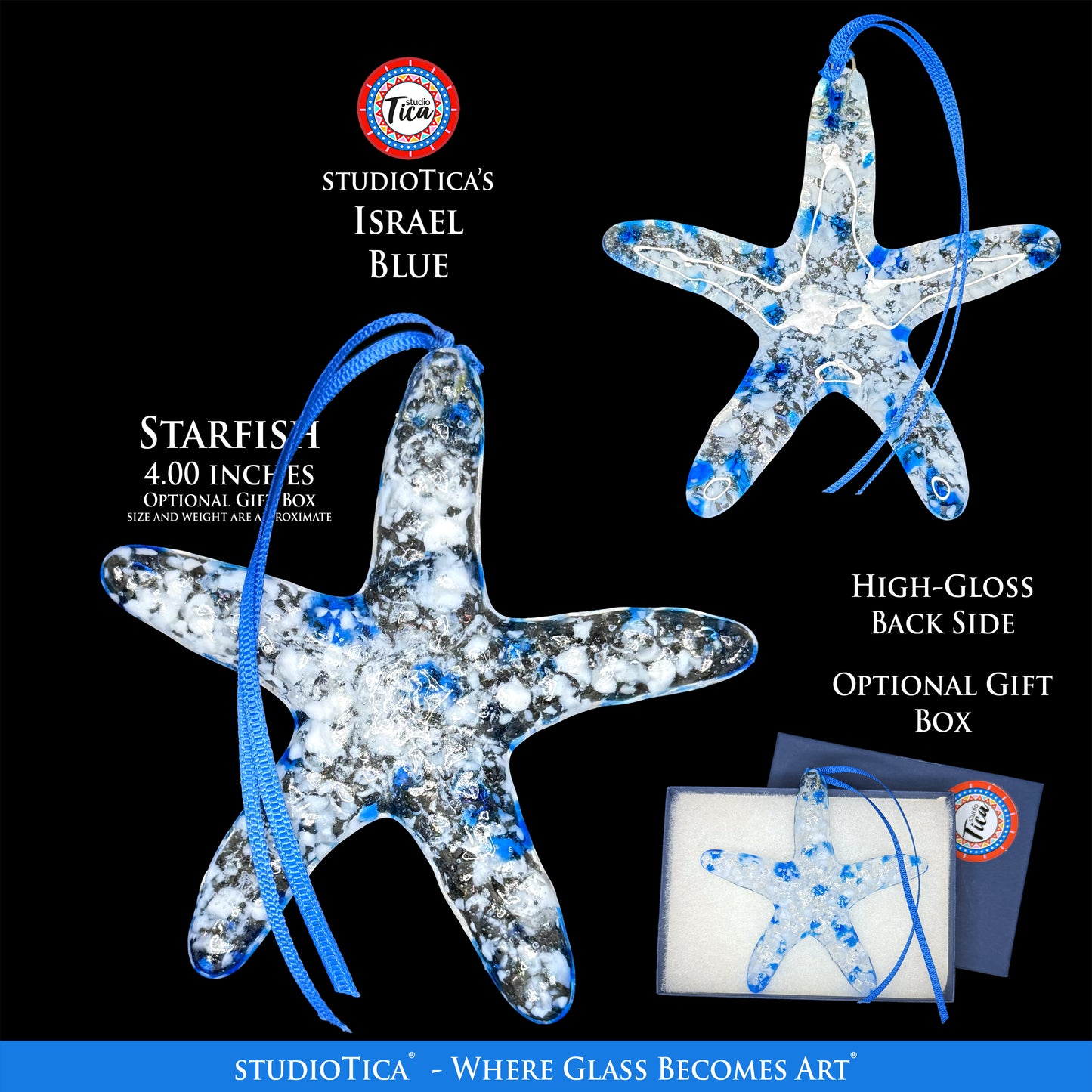 studioTica® Glass Starfish - Starfish Blues