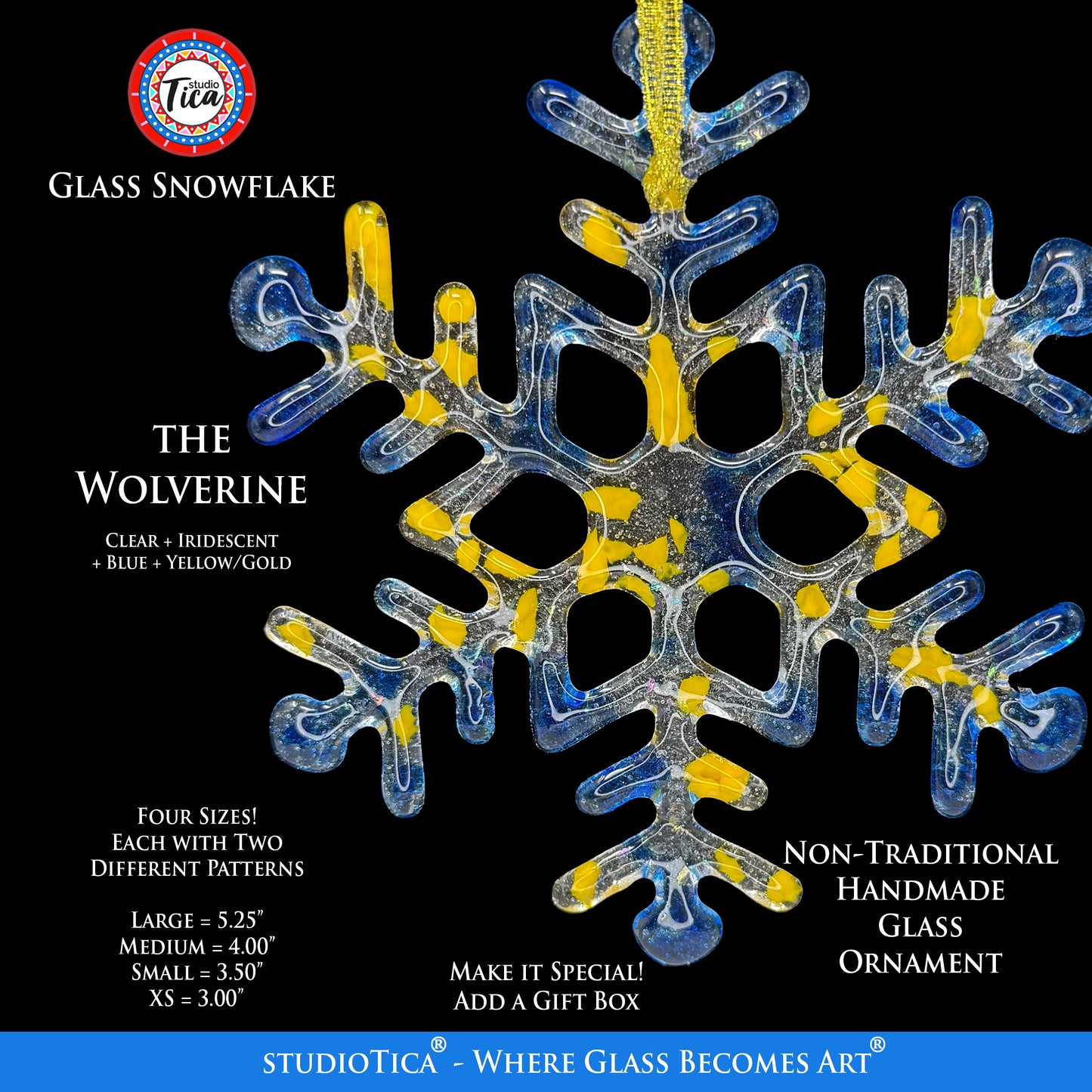 Handmade Glass Snowflake - The Wolverine - by studioTica