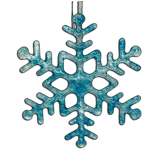 Handmade Glass Snowflake - Caribbean Blue - by studioTica