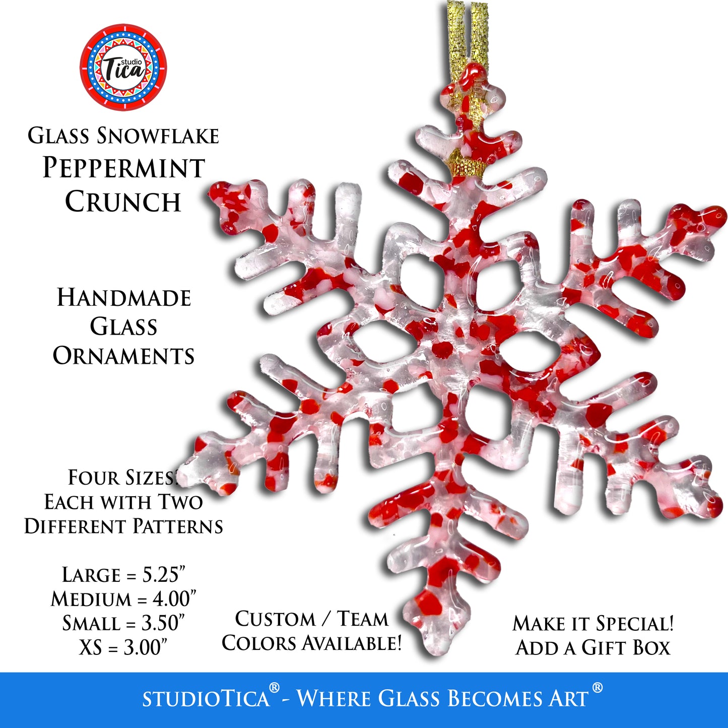 studioTica® Glass Snowflake - Peppermint Crunch