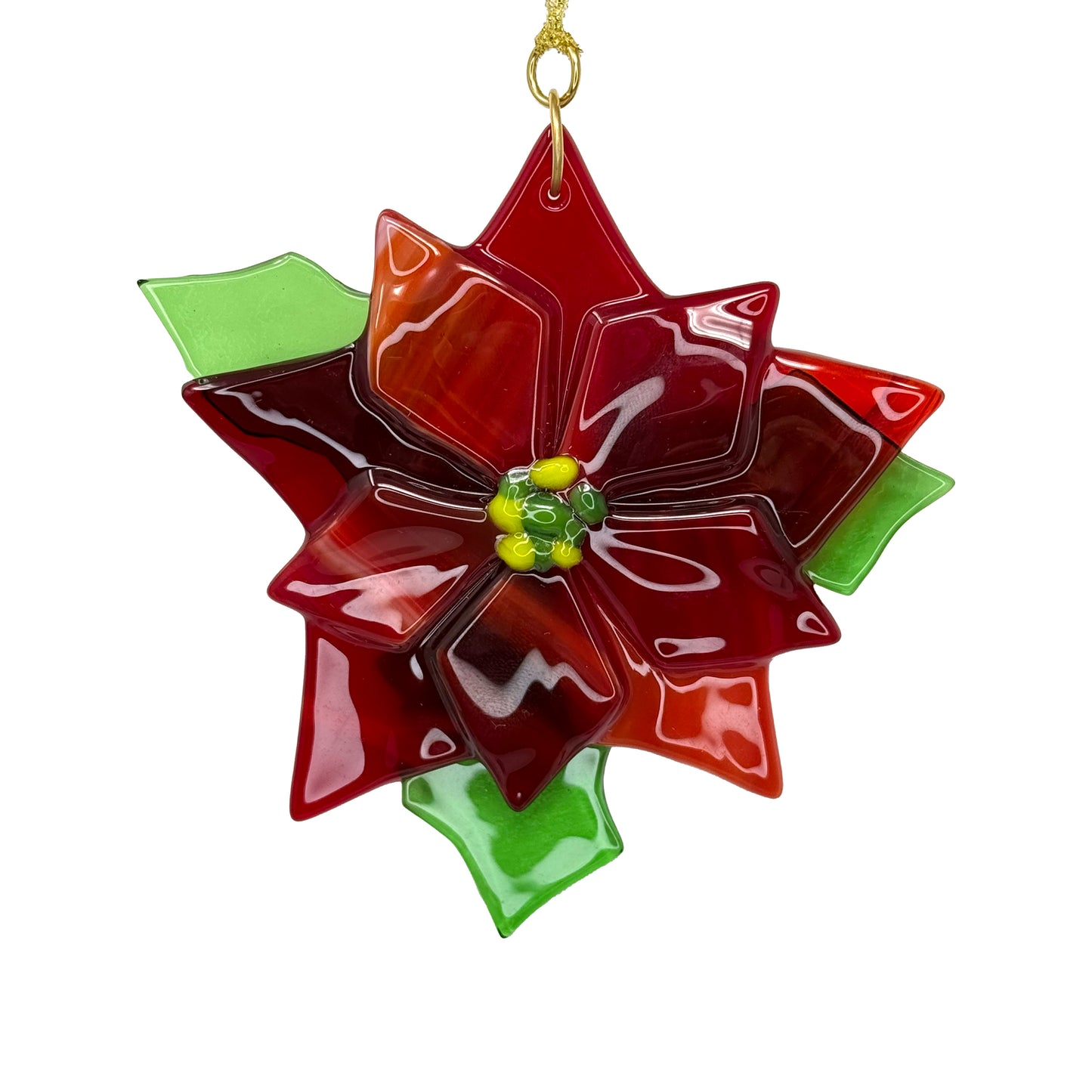 Handmade Glass Ornament - Poinsettia