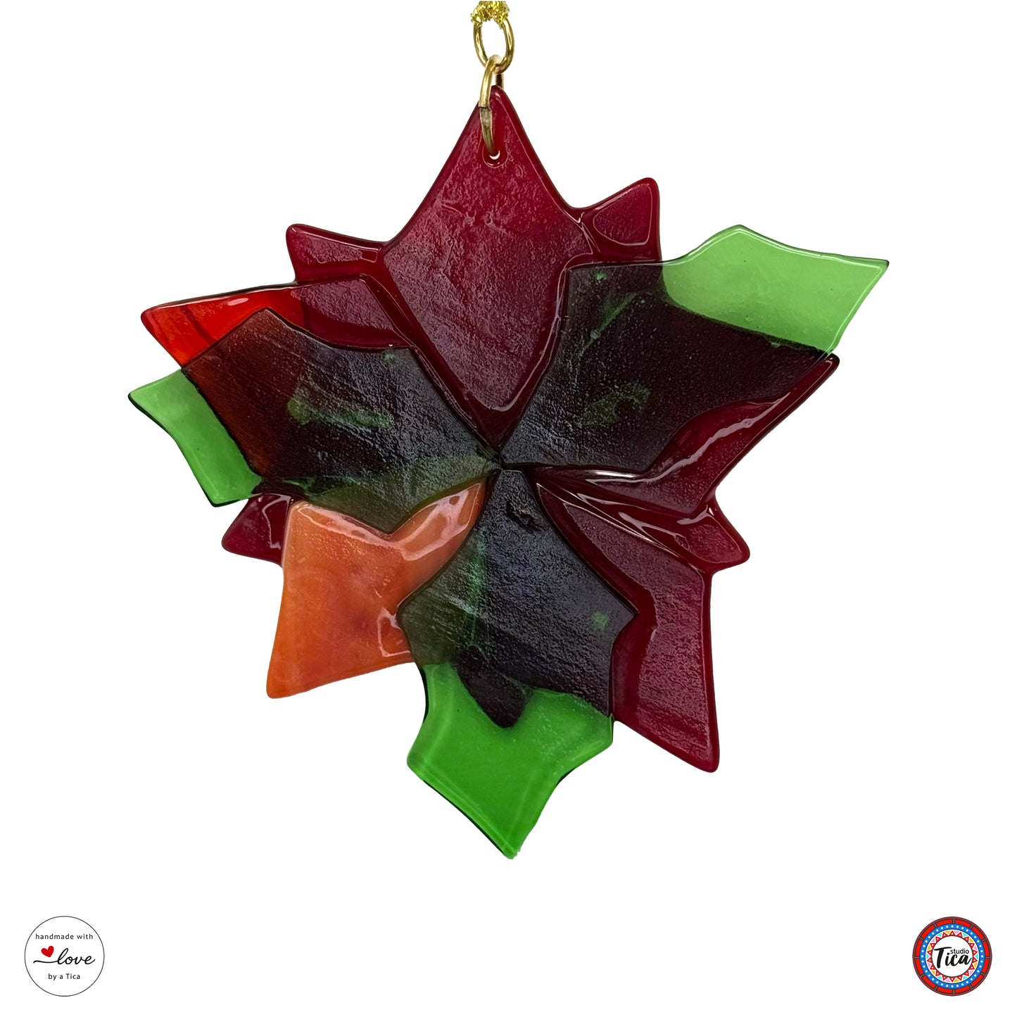 Handmade Glass Ornament - Poinsettia