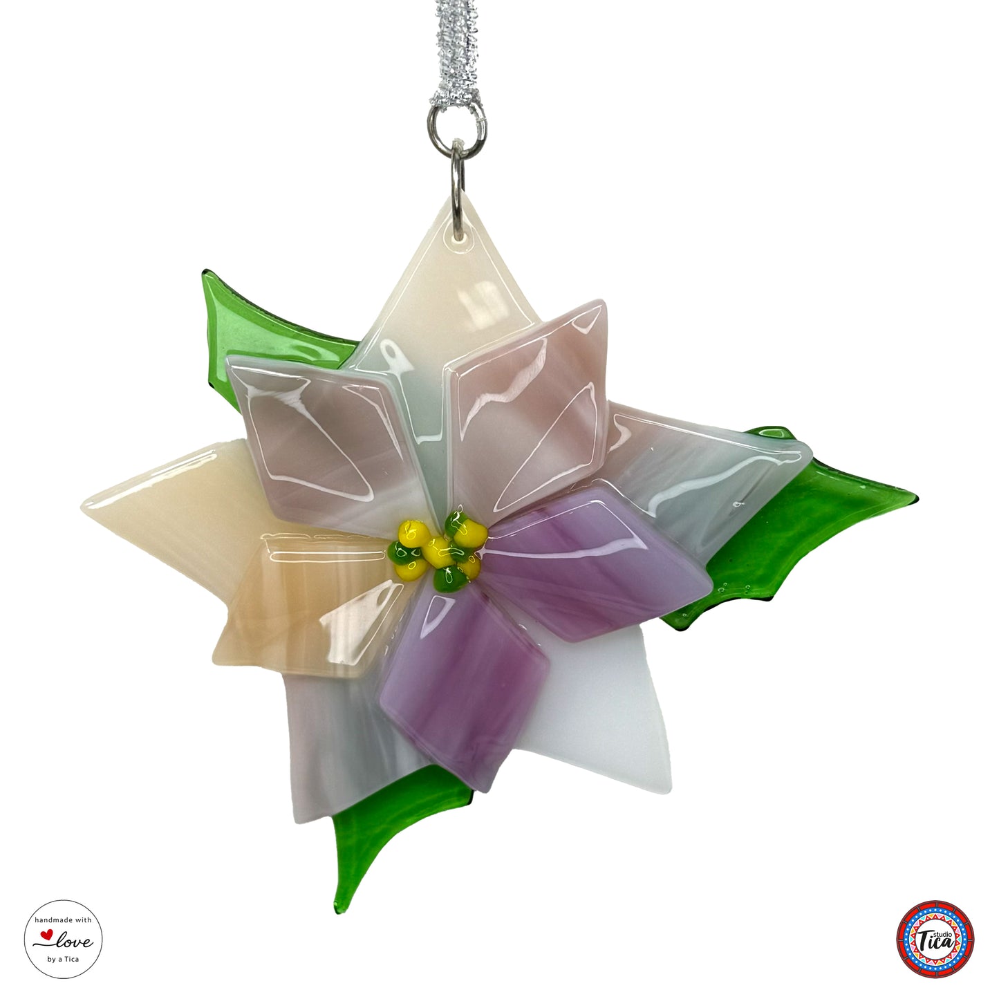 Handmade Glass Ornament - Poinsettia