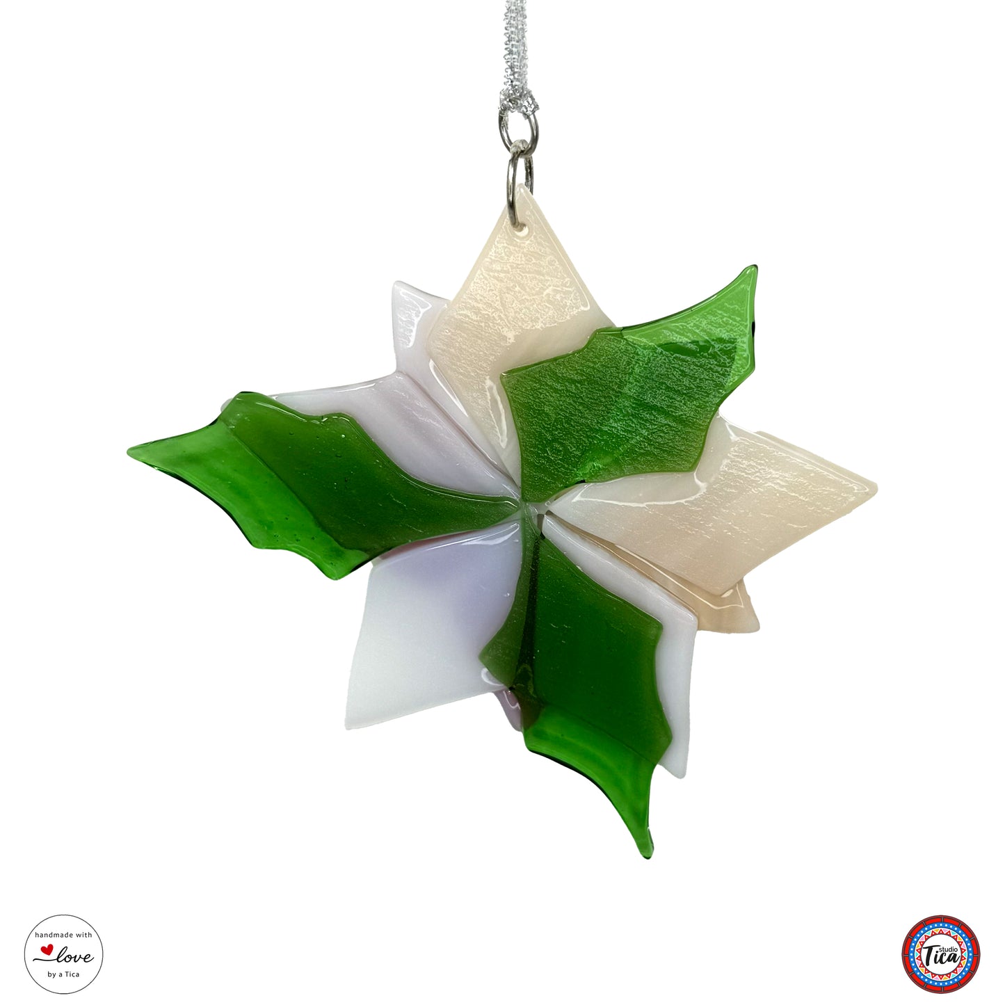 Handmade Glass Ornament - Poinsettia