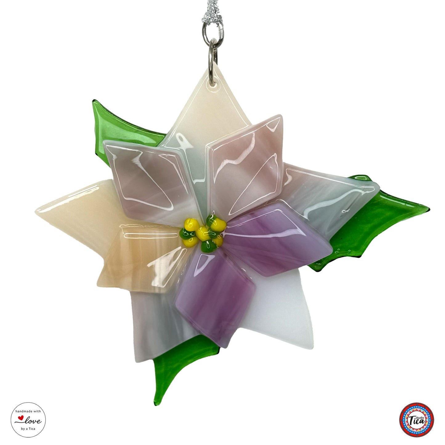 Handmade Glass Ornament - Poinsettia