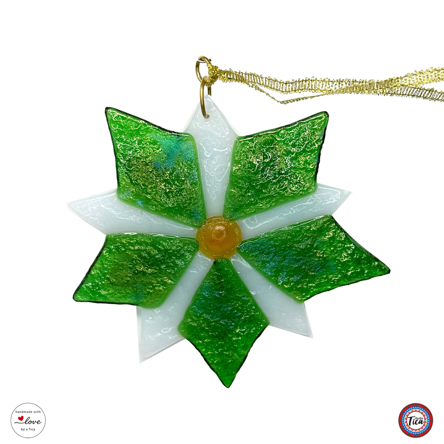 Handmade Glass Ornament - Poinsettia
